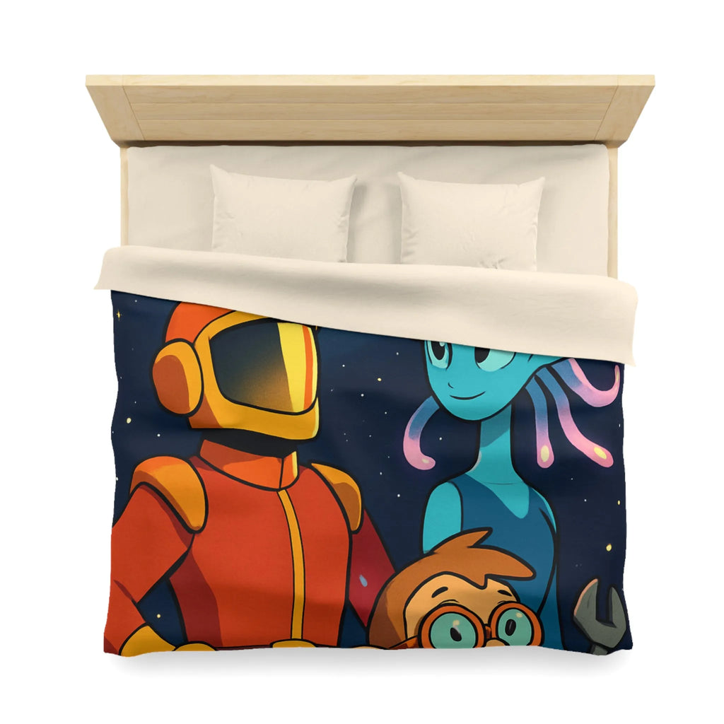 Housse Couette Galaxie : Astronaute, Extraterrestre et Enfant Brillant pour Chambre Cosy