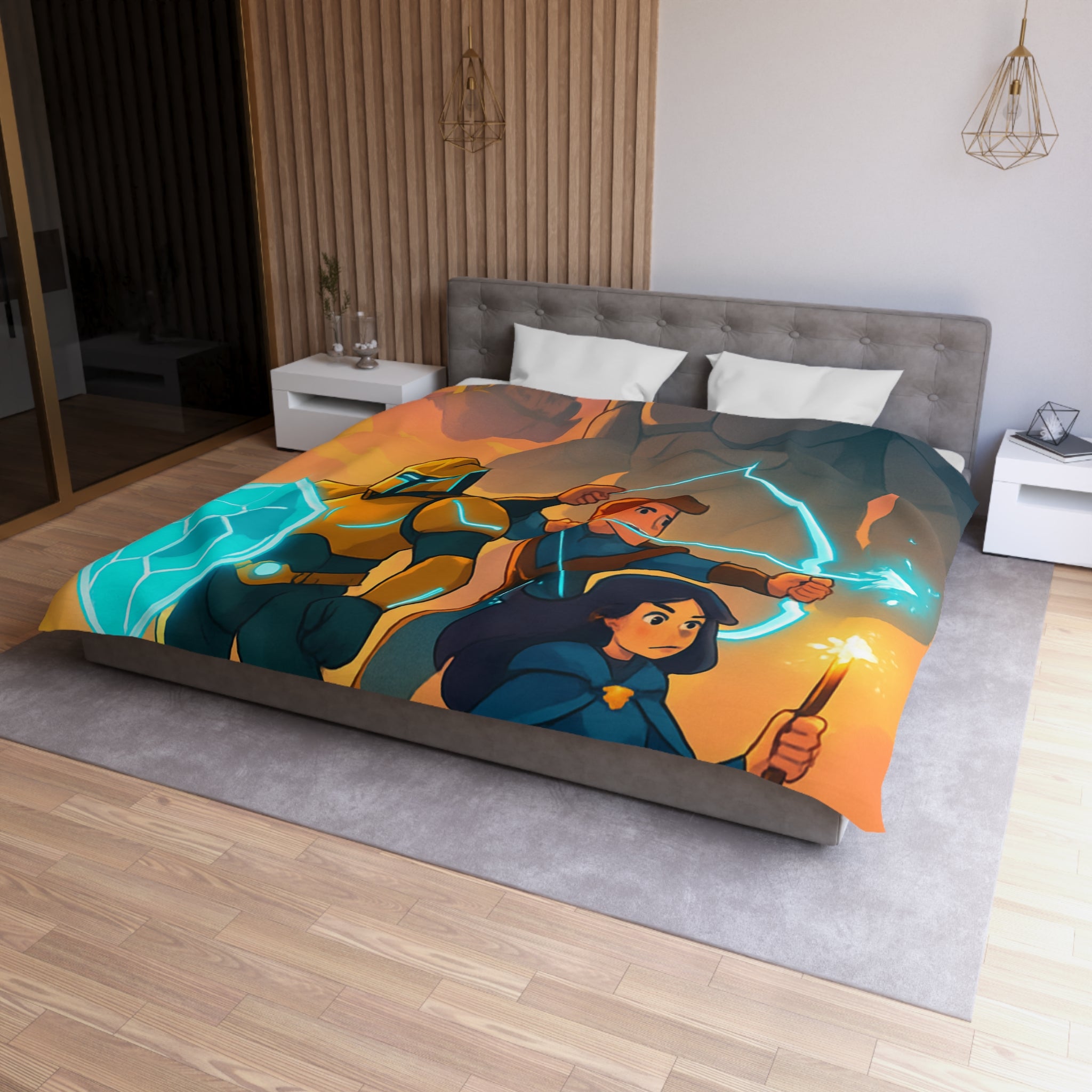 Housse de Couette Microfibre Illustration Unique Design Moderne Décoration Intérieure Raffinée