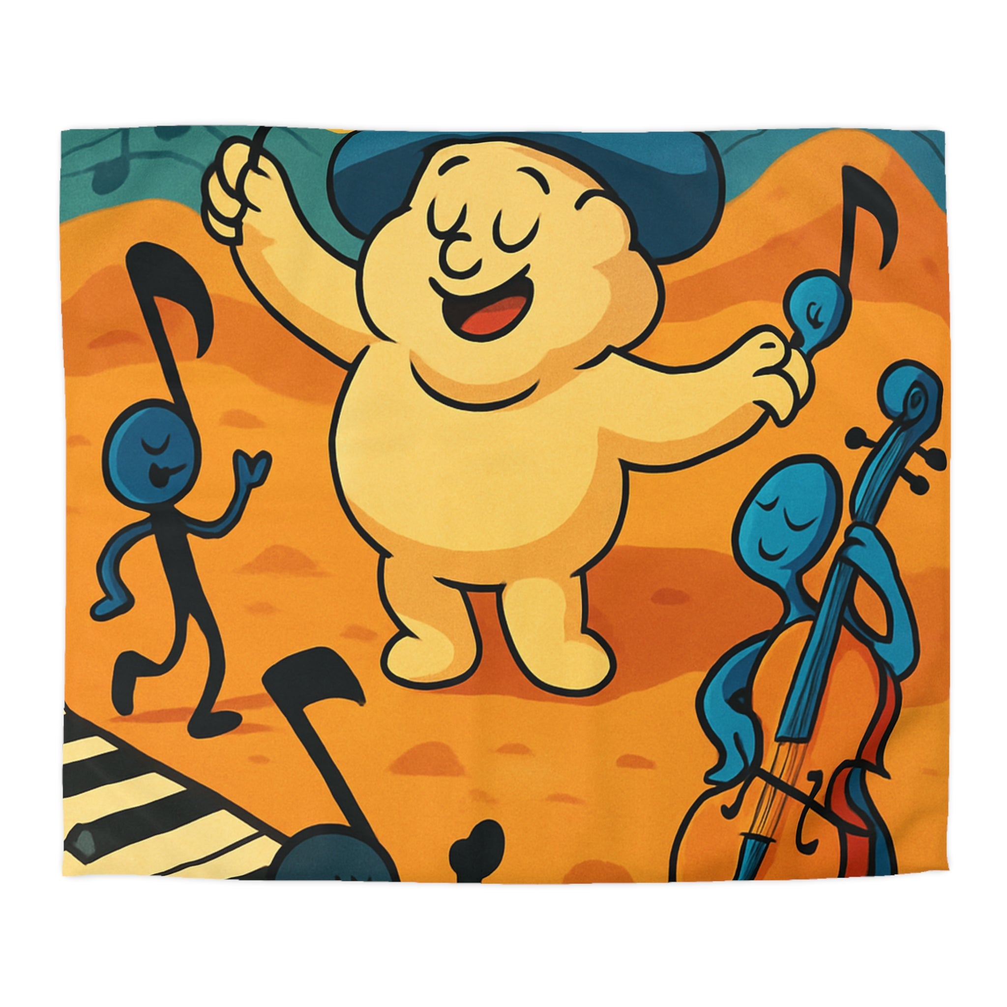 Housse de Couette Musicale Enfantine avec Chef d'Orchestre et Musiciens Fantaisistes