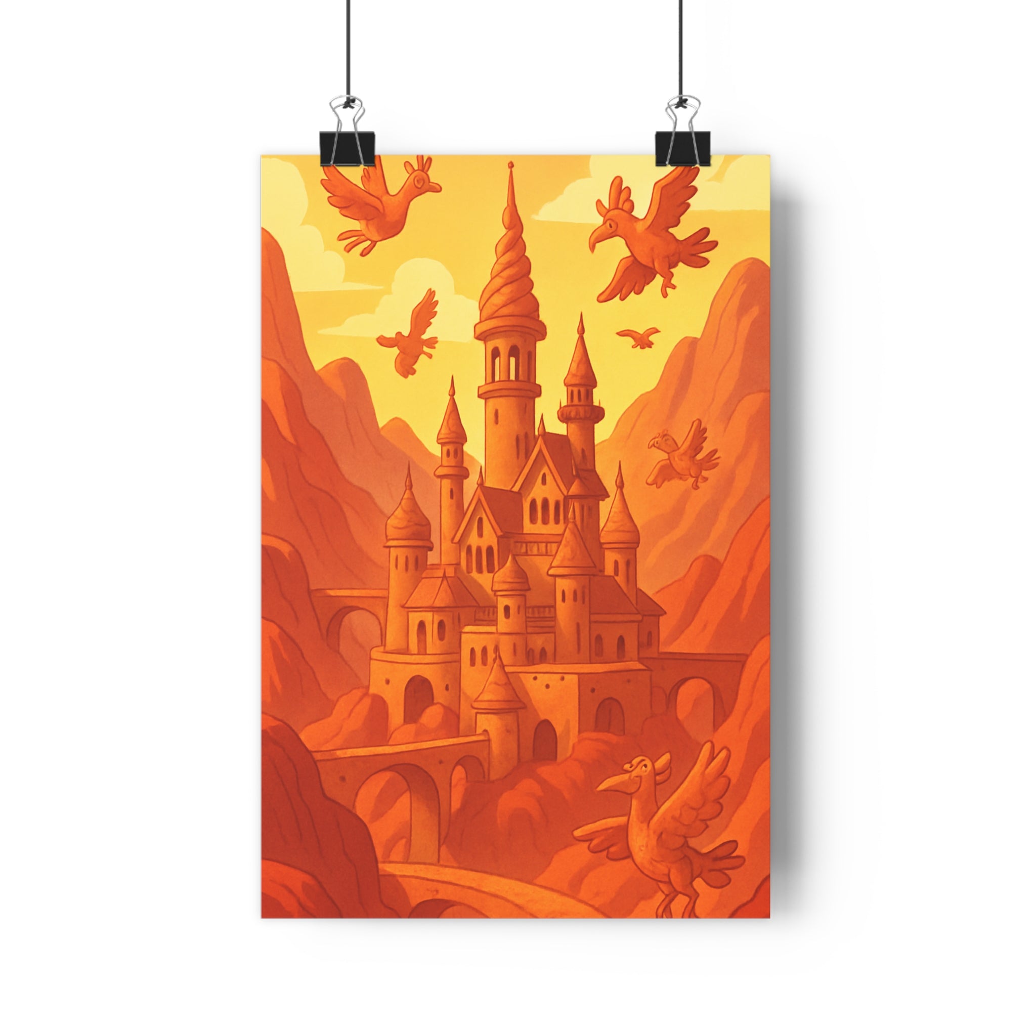 Poster décoratif fantastique château terracotta mystique salon chambre aventure rêve intérieur 30x46 cm qualité