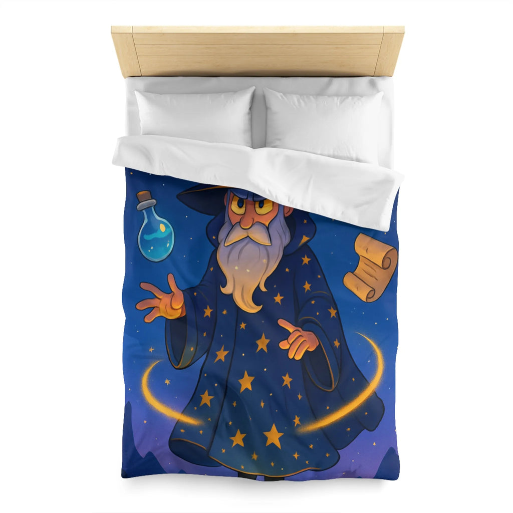 Housse de Couette Magicien Étoilé avec Parchemins Enchantés et Fioles Lumineuses