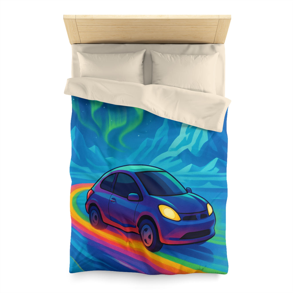 Housse de couette paysage polaire voiture et aurore boréale en couleurs éclatantes