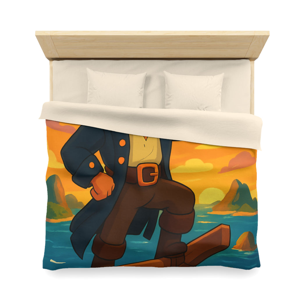 Housse de couette pirate flamboyant explorant les mers au coucher de soleil épique