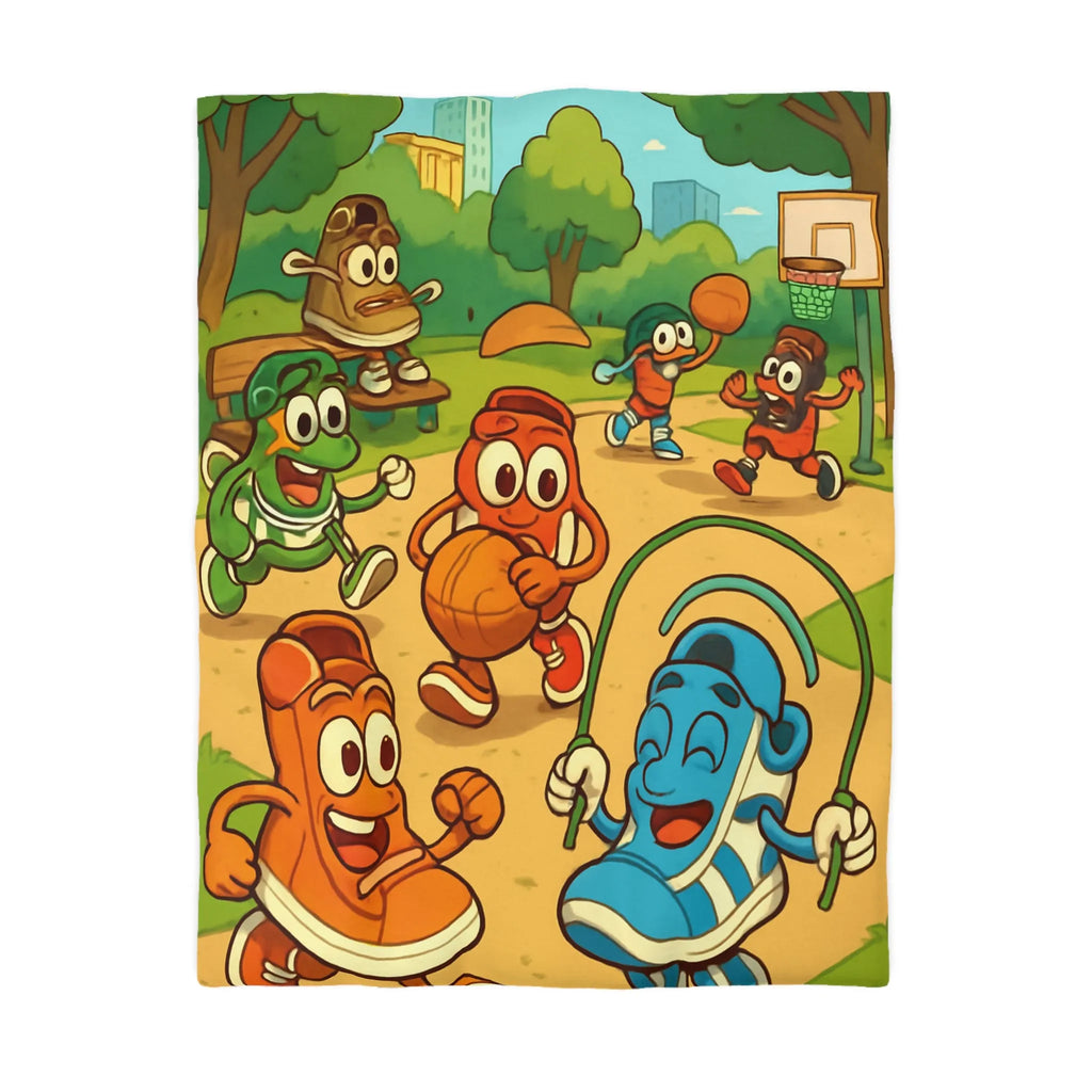 Enchantez votre chambre avec des baskets animées jouant joyeusement au parc en été