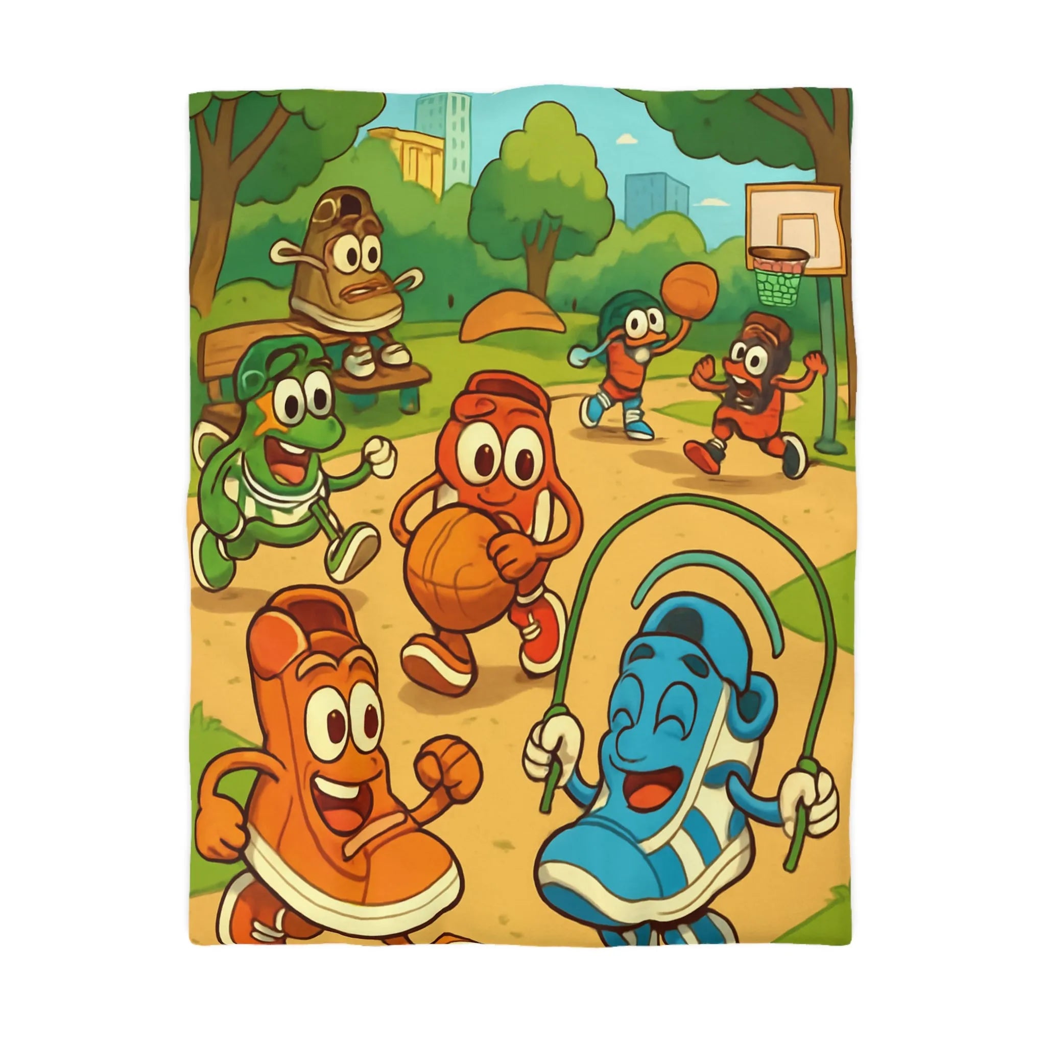 Enchantez votre chambre avec des baskets animées jouant joyeusement au parc en été