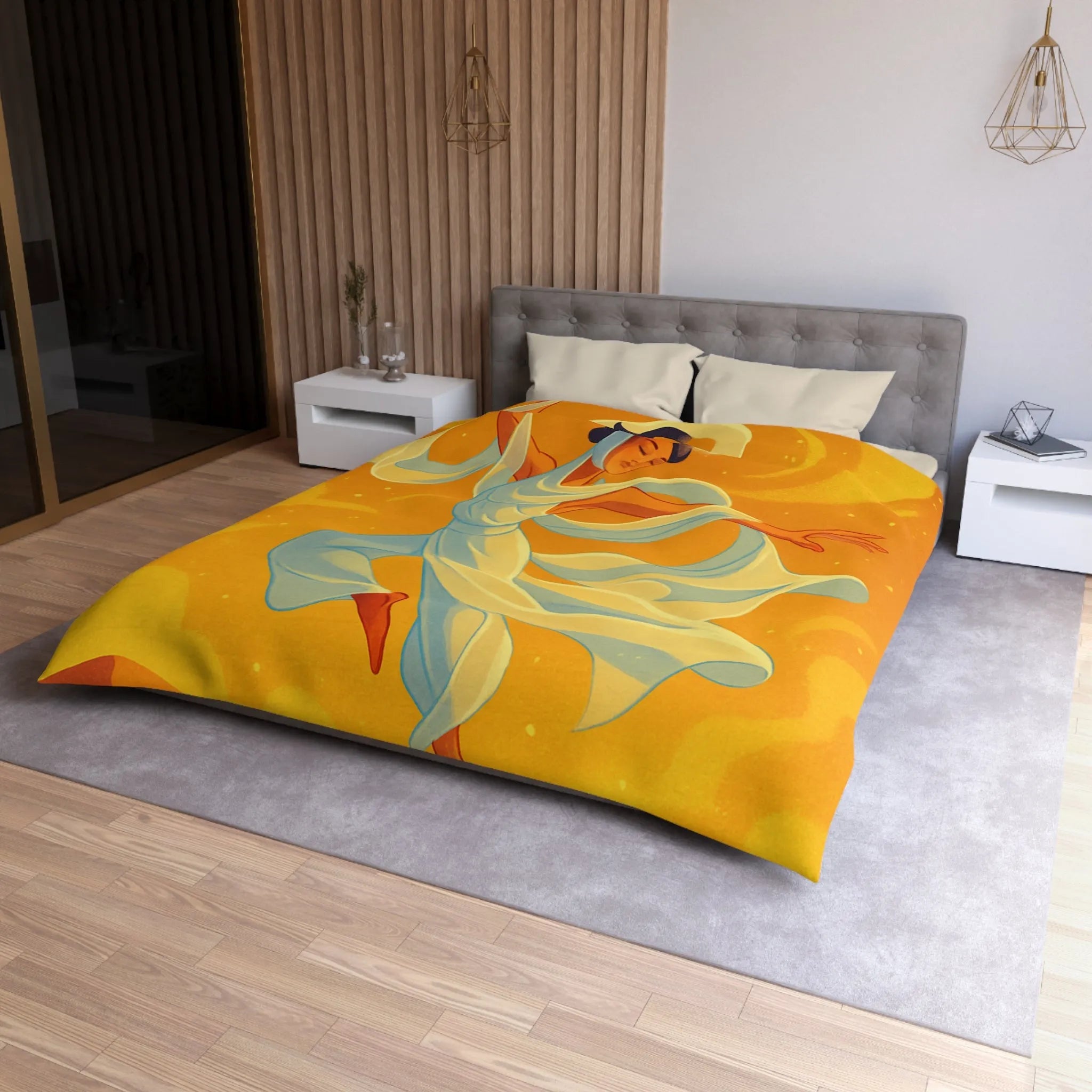 Housse de Couette Microfibre Art Graphique Contemporain Style Décoratif Chambre Tendance