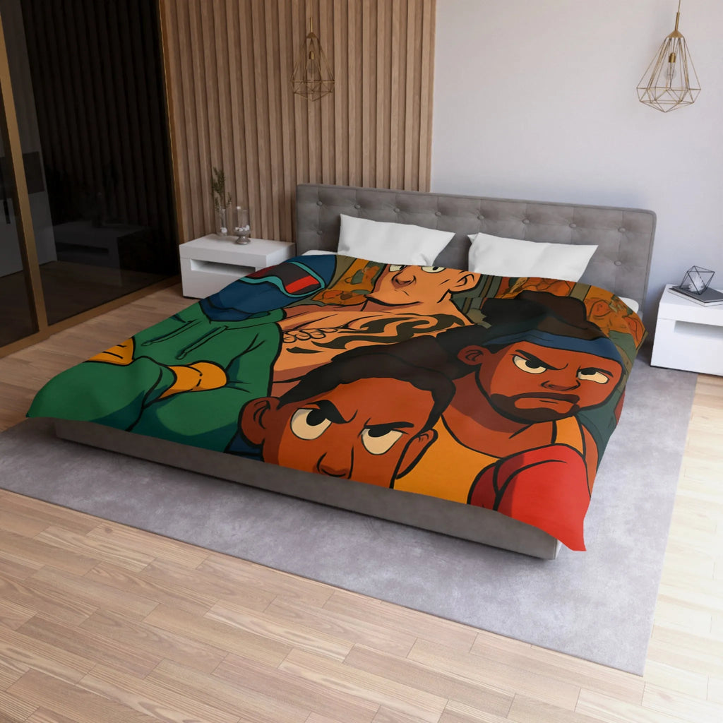 Housse de couette colorée avec boxeurs dessin animé pour chambre enfant sportive unique