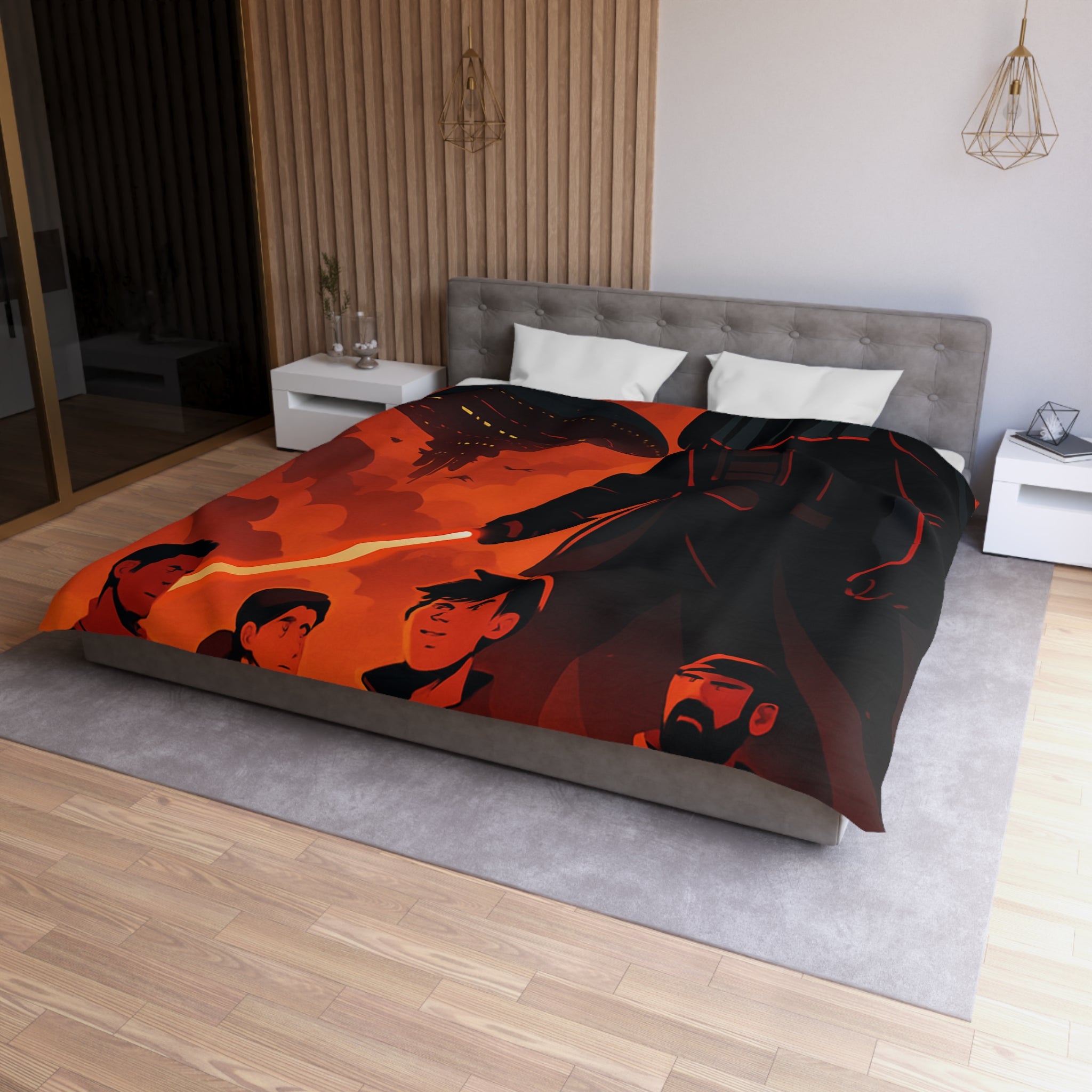 Housse de Couette Microfibre Motif Créatif Original Style Contemporain Chambre Élégante