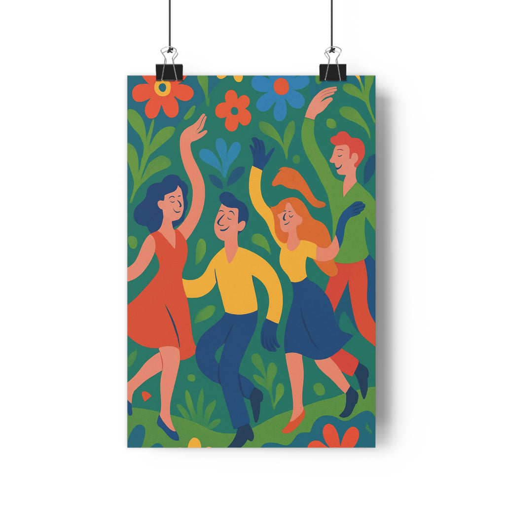 Poster décoratif joyeux cartoon fleurs rouge bleu vert jaune salon chambre ambiance moderne qualité