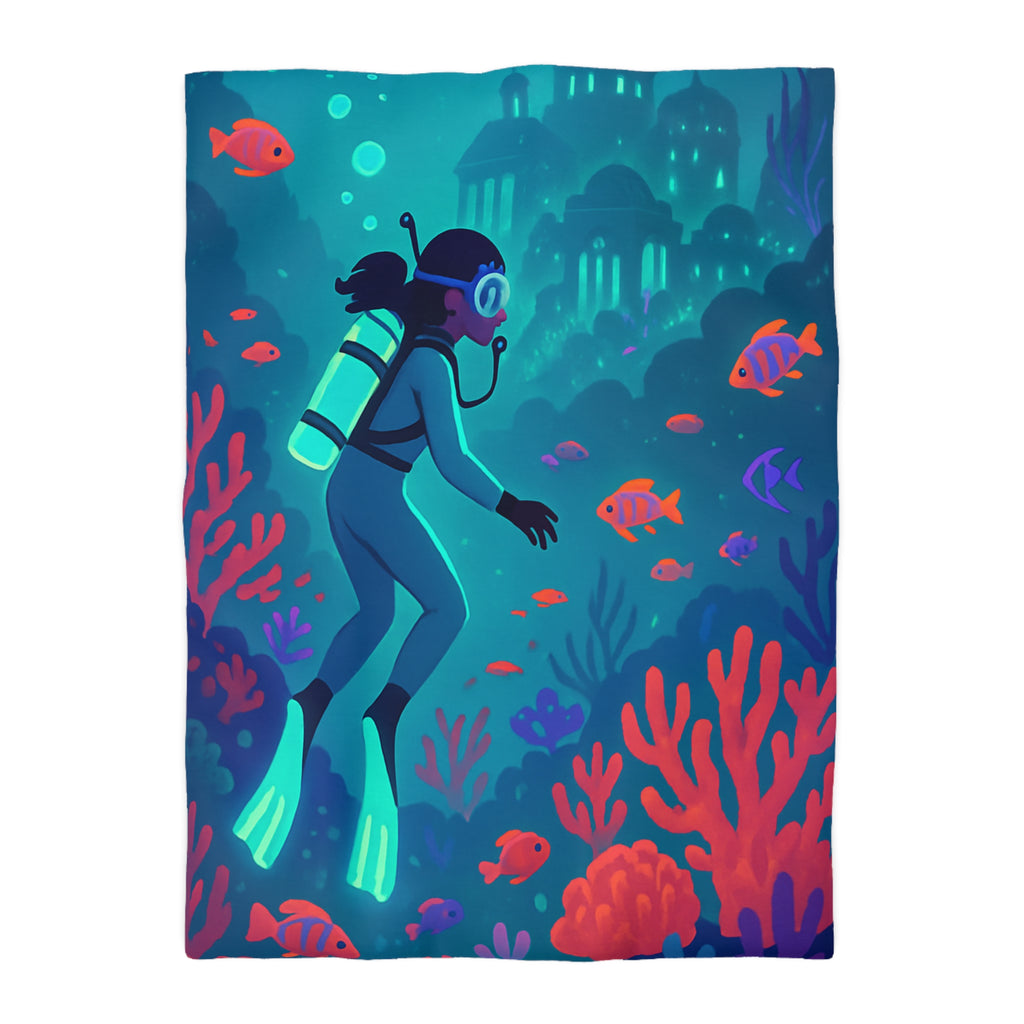 Plongée Sous-Marine Fantastique avec Récifs Colorés et Ville Mystérieuse en Arrière-Plan