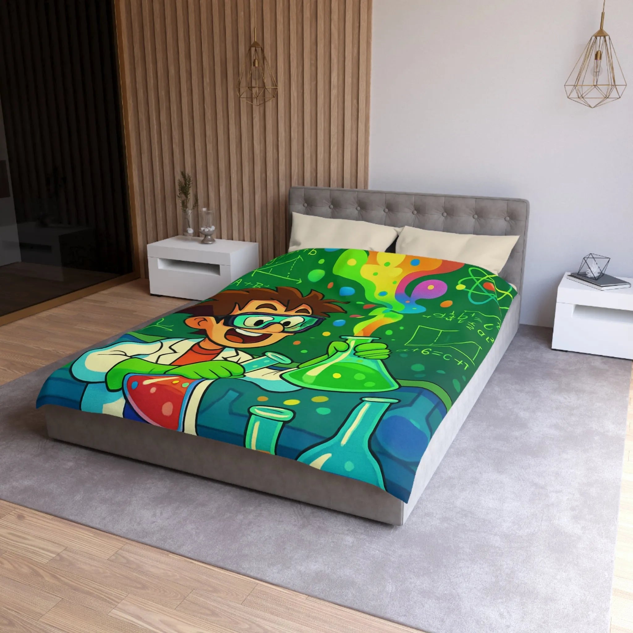 Housse de couette colorée pour enfants avec motif laboratoire scientifique amusant et éducatif