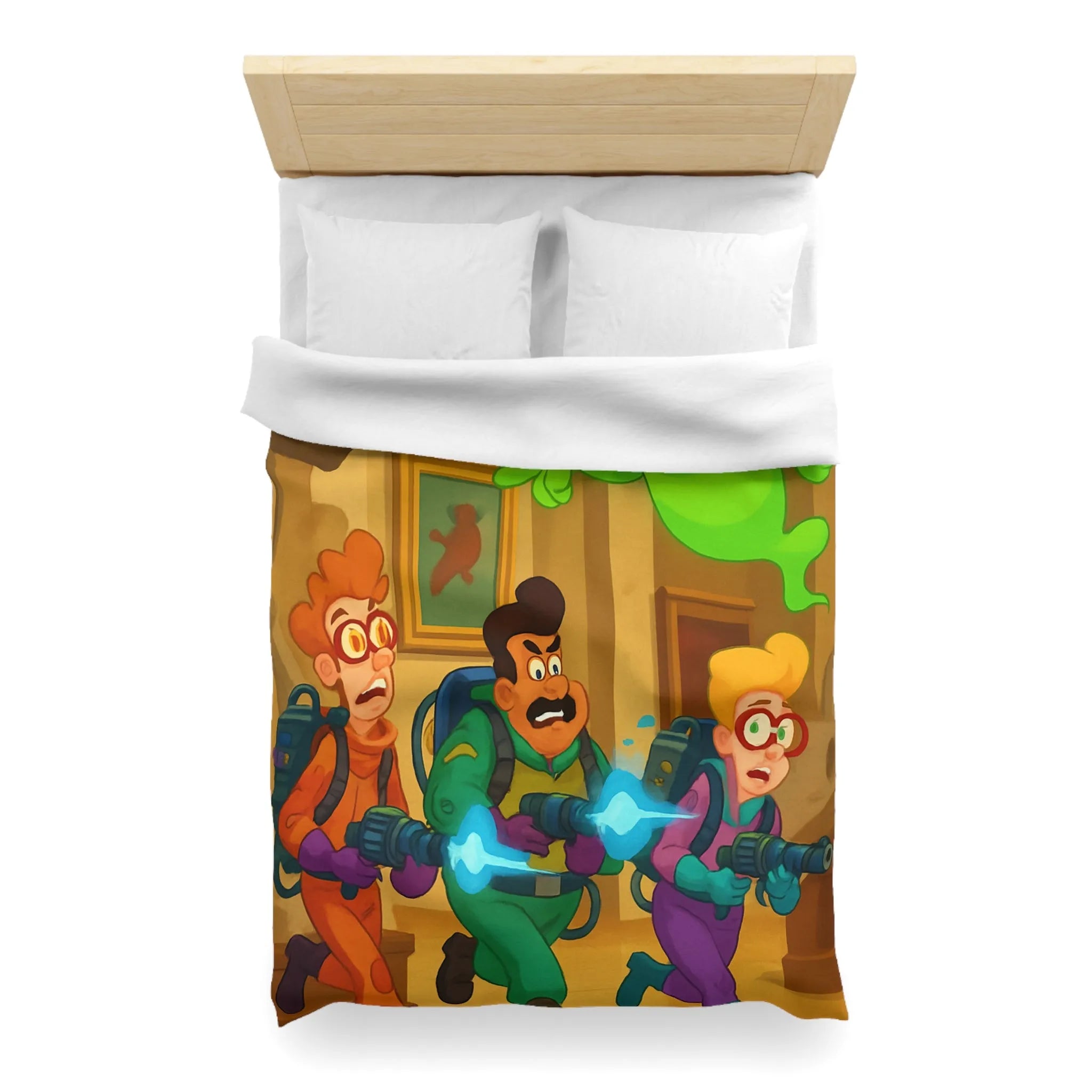 Housse de couette colorée avec chasseurs de fantômes et ambiance amusante de musée