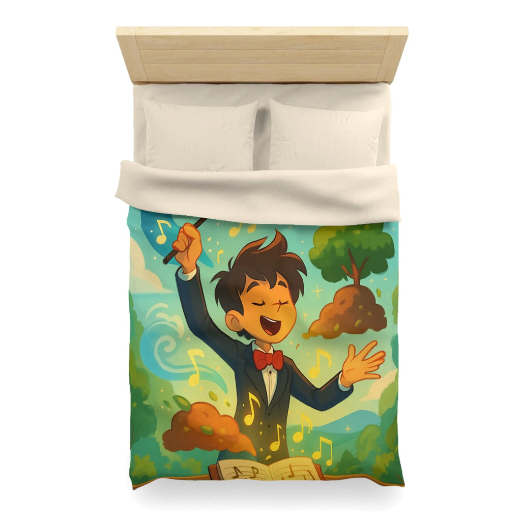 Housse de couette magique avec chef d'orchestre et notes musicales colorées animées