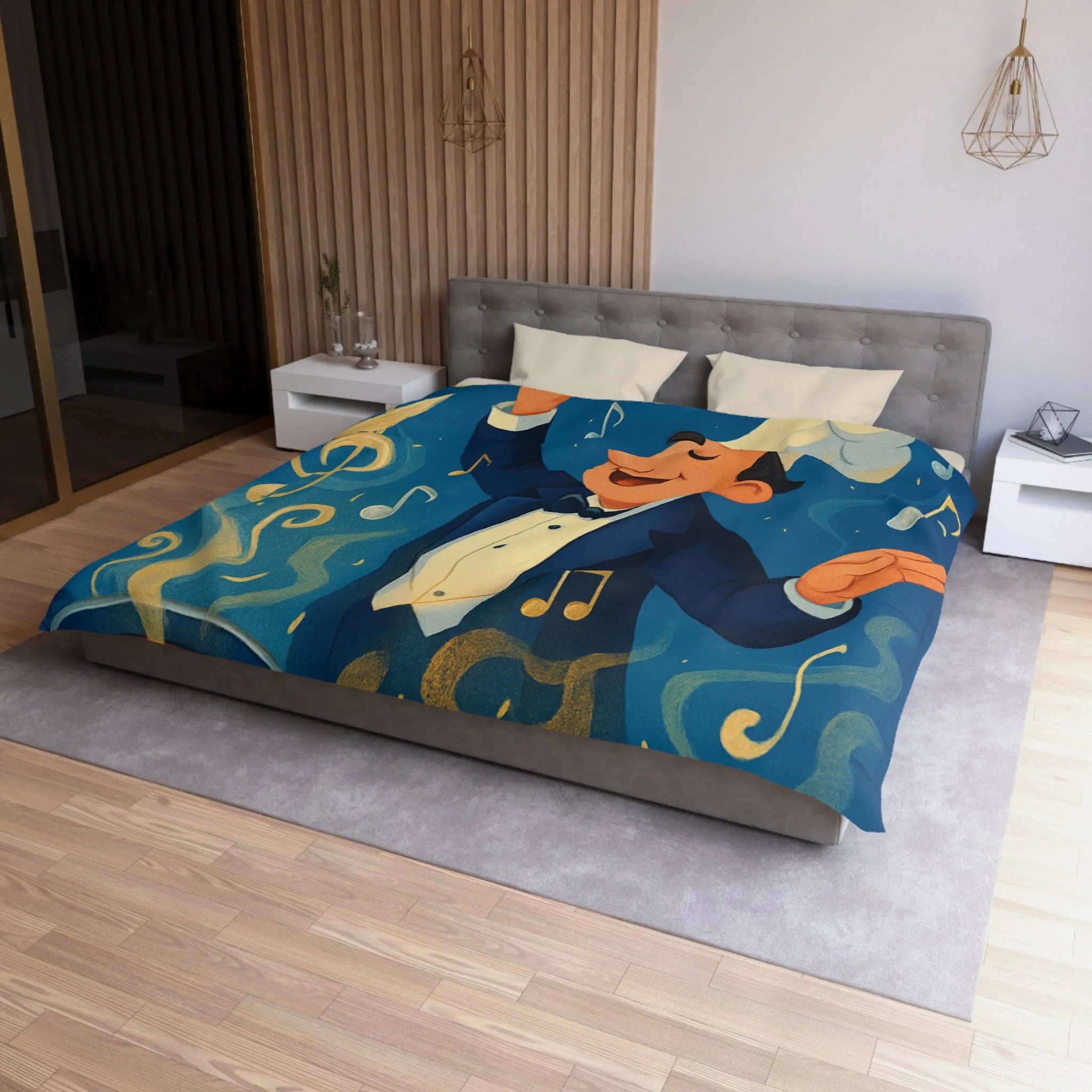 Chef chef d'orchestre culinaire dirige musique en cuisinant mélodies savoureuses et colorées