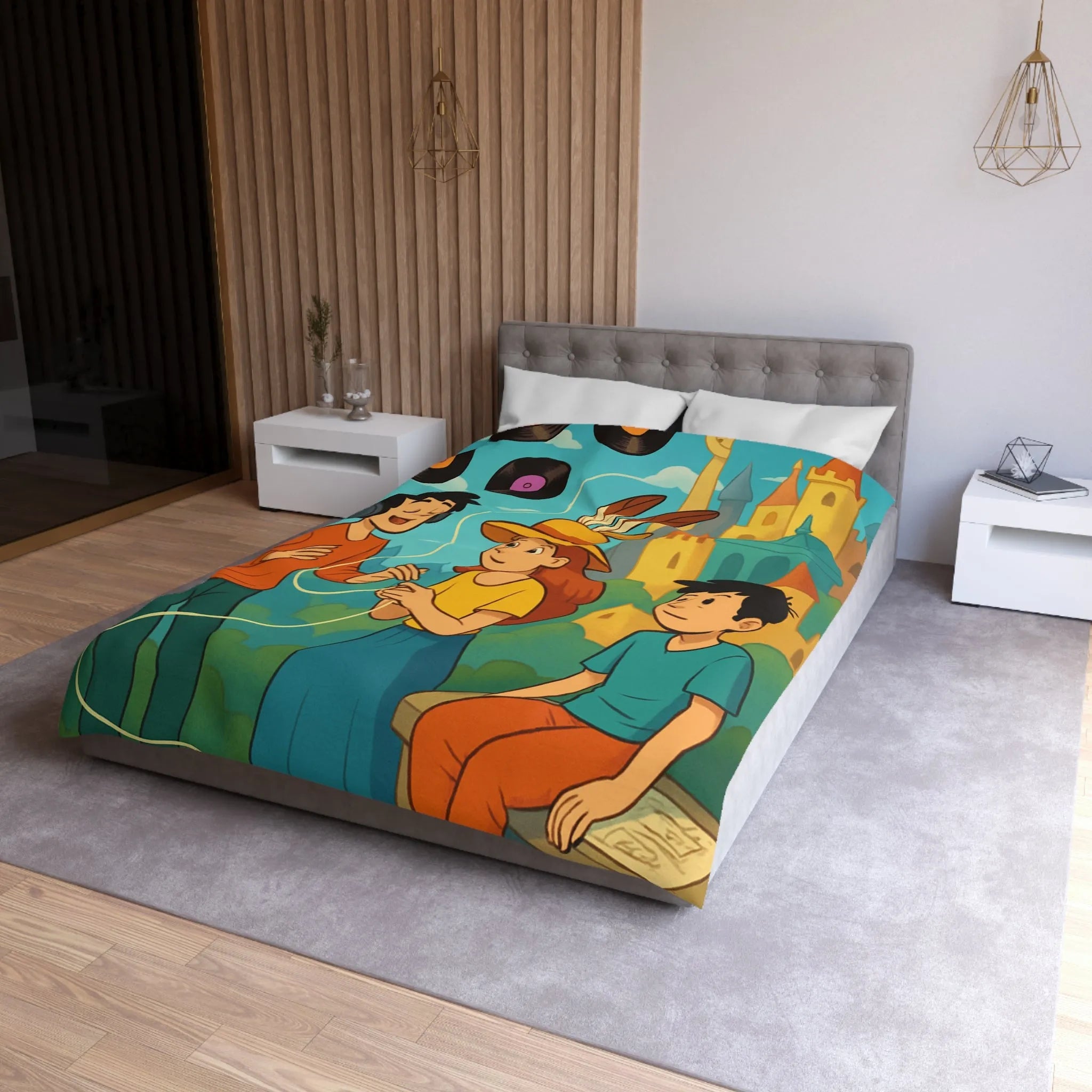 Contes Enchantés: Douce Mélodie et Château Coloré sur Housse de Couette Enfant