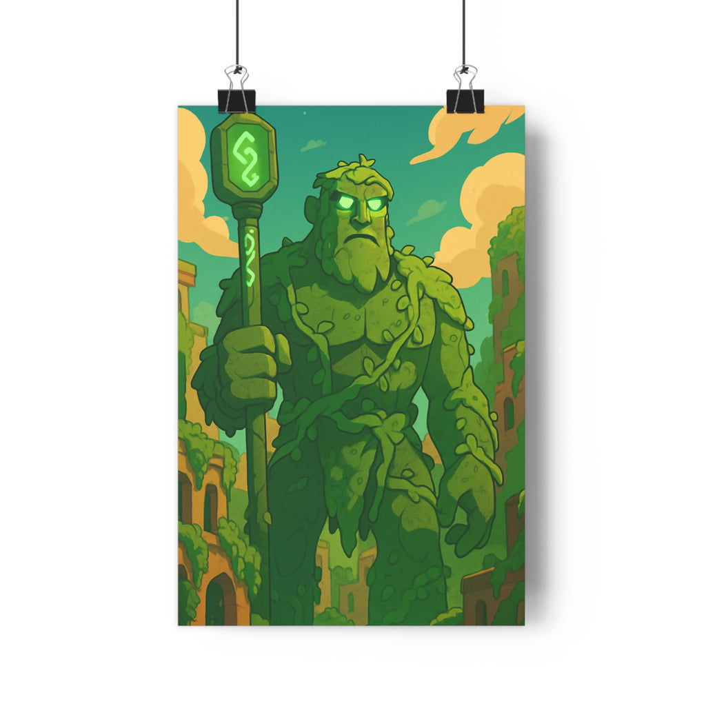 Poster décoratif cartoon géant vert jaune mystique aventure salon chambre intrigue mystérieux qualité premium