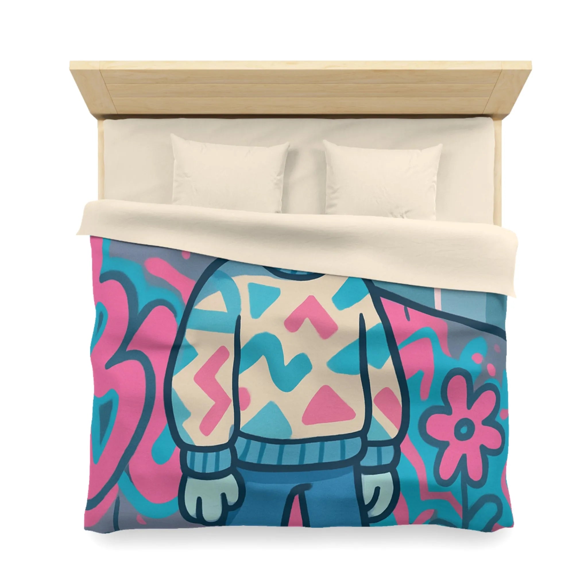 Housse de Couette Design Nuage et Street Art pour Chambre Fun et Colorée