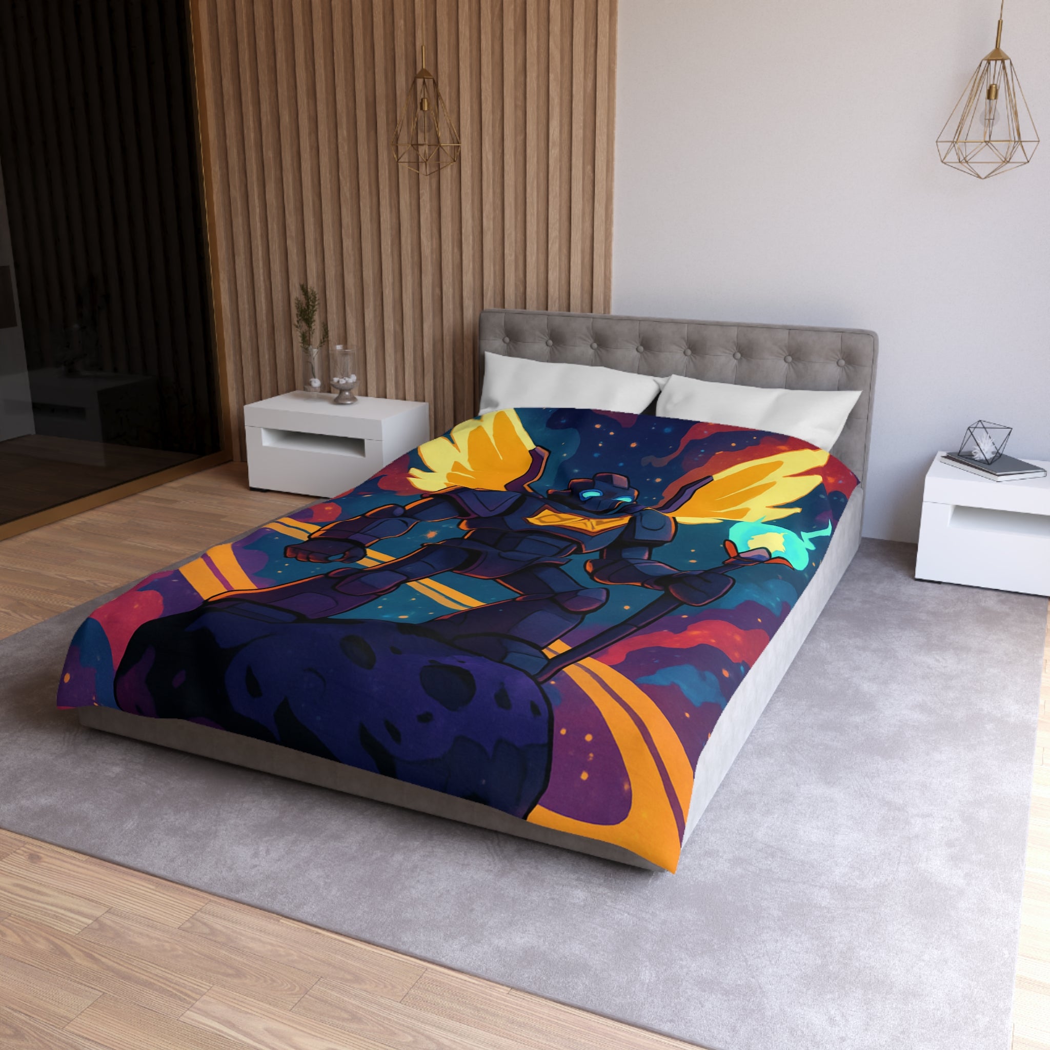 Housse de Couette Microfibre Illustration Unique Design Moderne Décoration Intérieure Raffinée