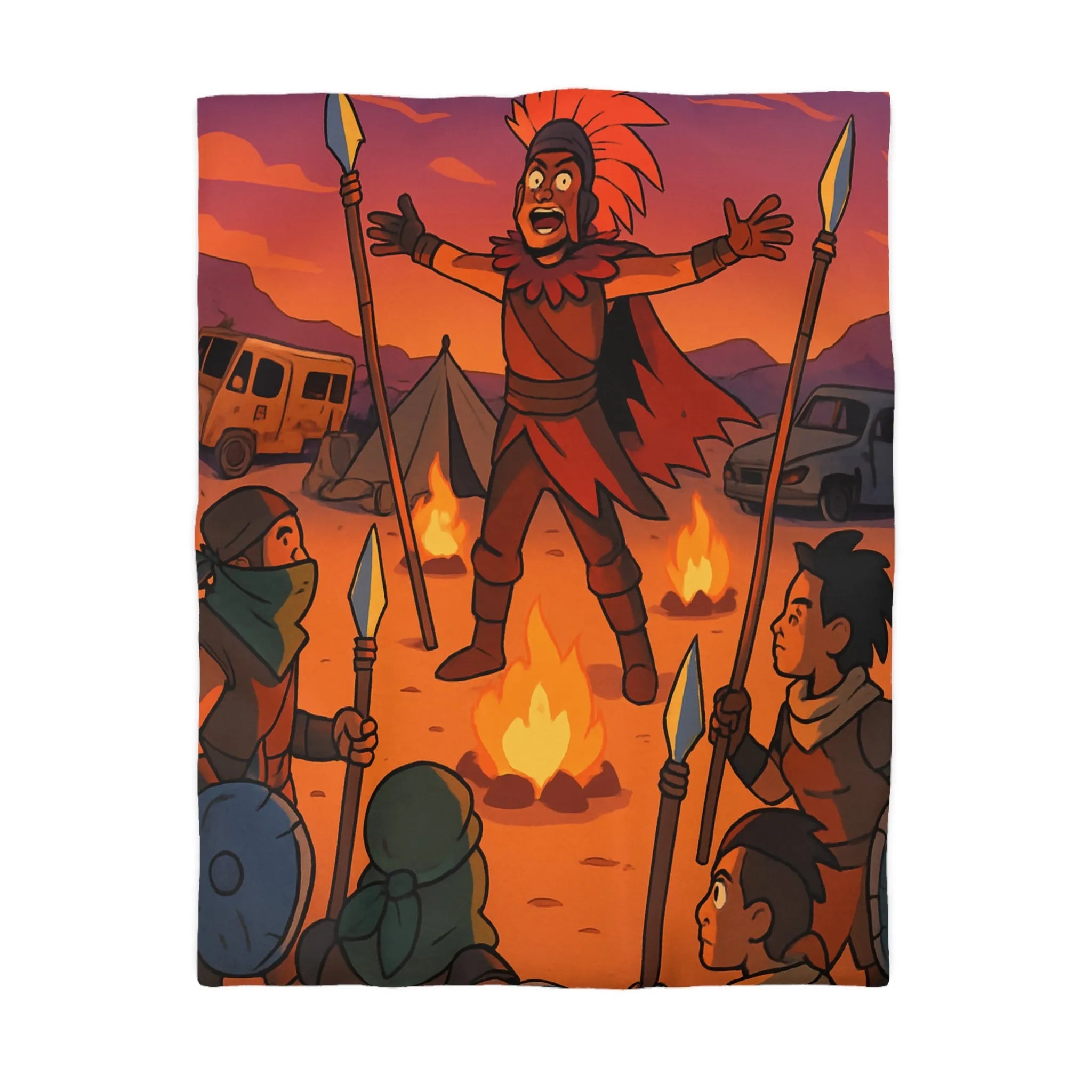 Housse de couette avec scène mystique de rassemblement nocturne pour aventure épique