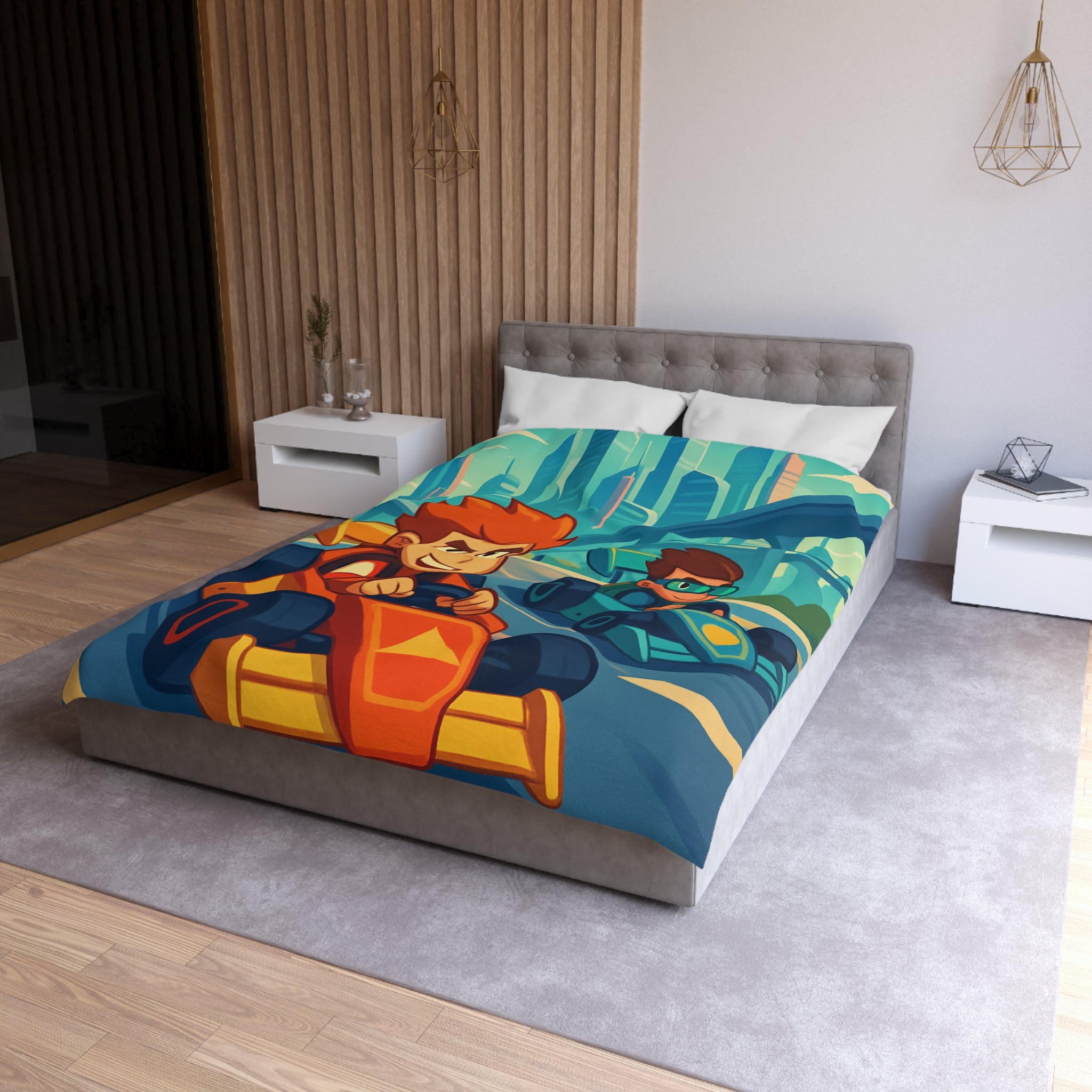 Housse de Couette Microfibre Motif Créatif Original Style Contemporain Chambre Élégante