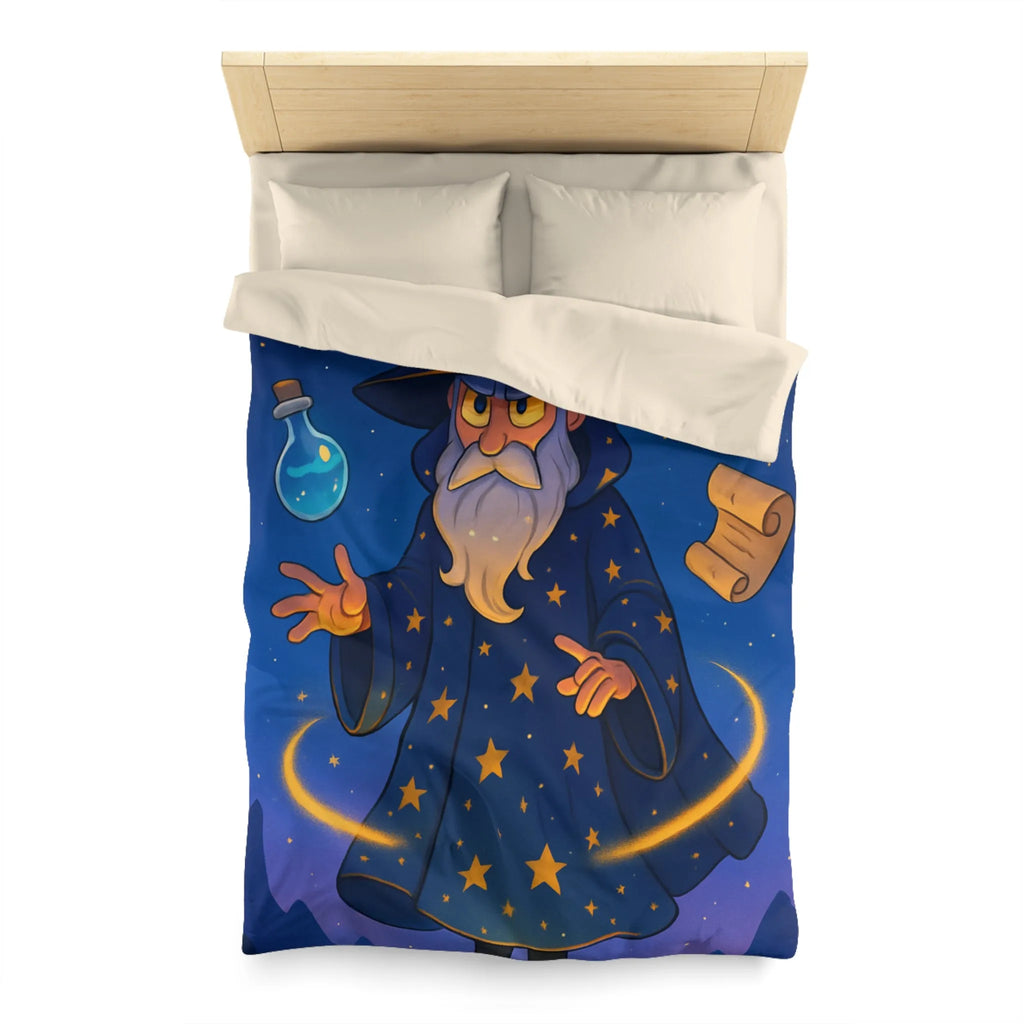 Housse de Couette Magicien Étoilé avec Parchemins Enchantés et Fioles Lumineuses