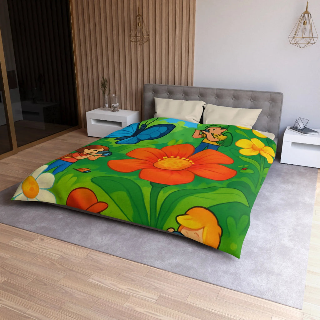 Housse de couette aux motifs colorés d'explorateurs photographes et nature en plein été