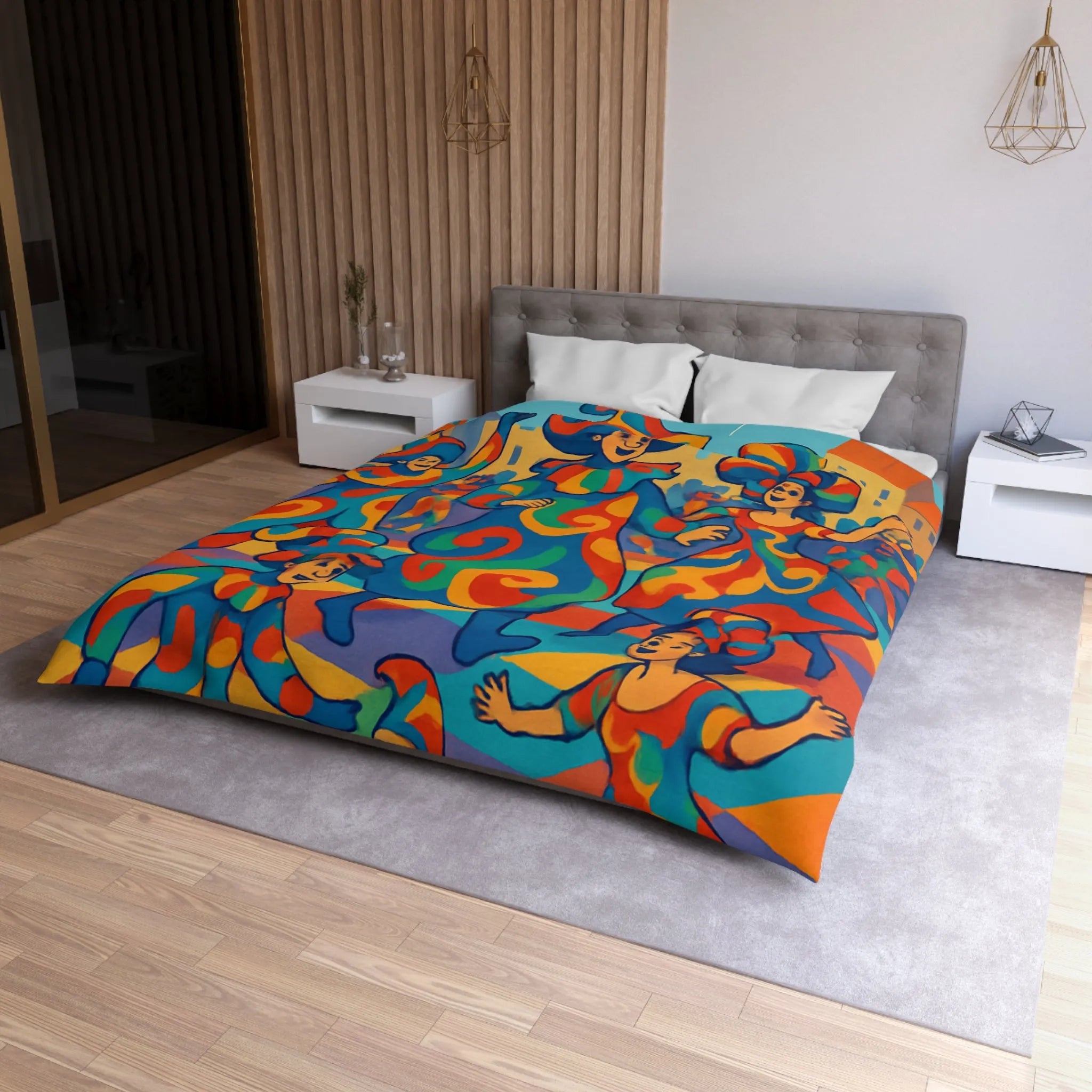 Housse de couette colorée avec motifs de carnaval vibrants pour ambiance festive et joyeuse