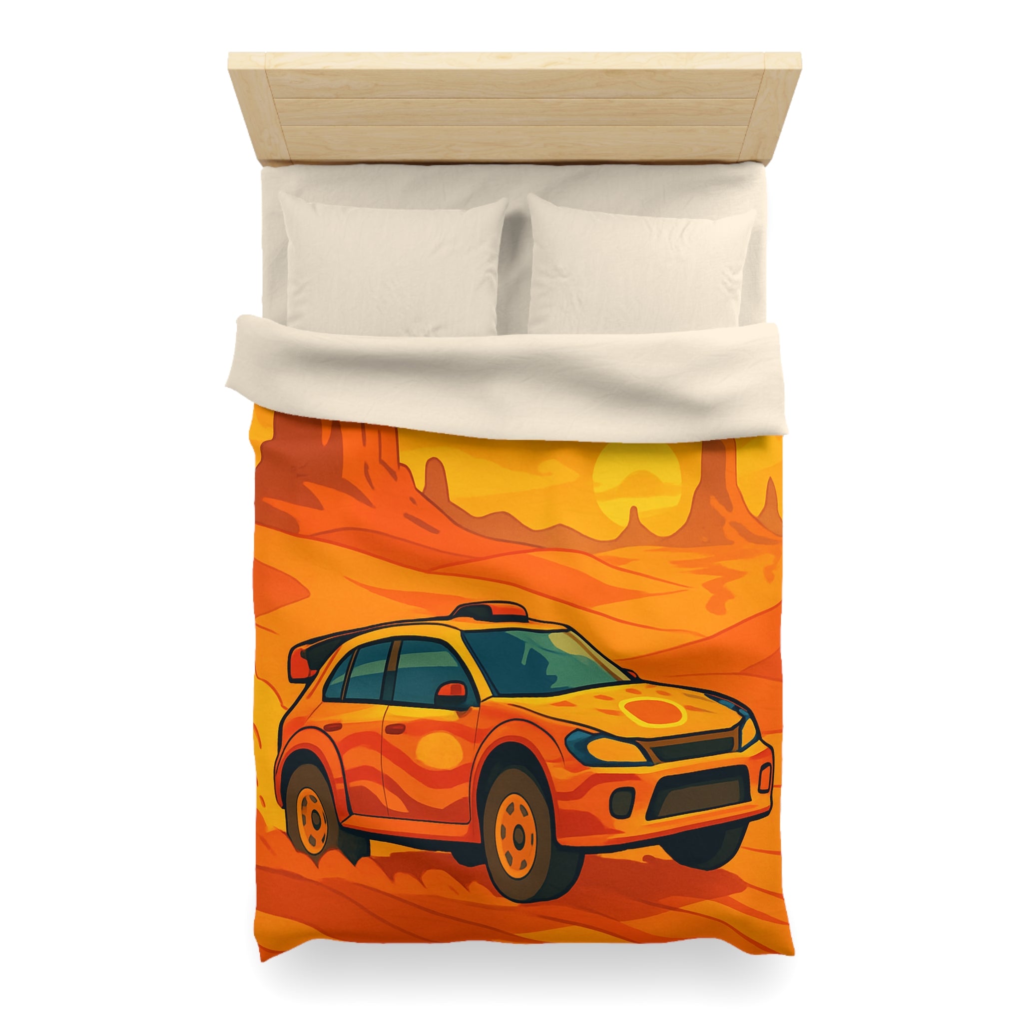 Housse de couette voiture dynamique désert orange ambiance aventure chaleur intense