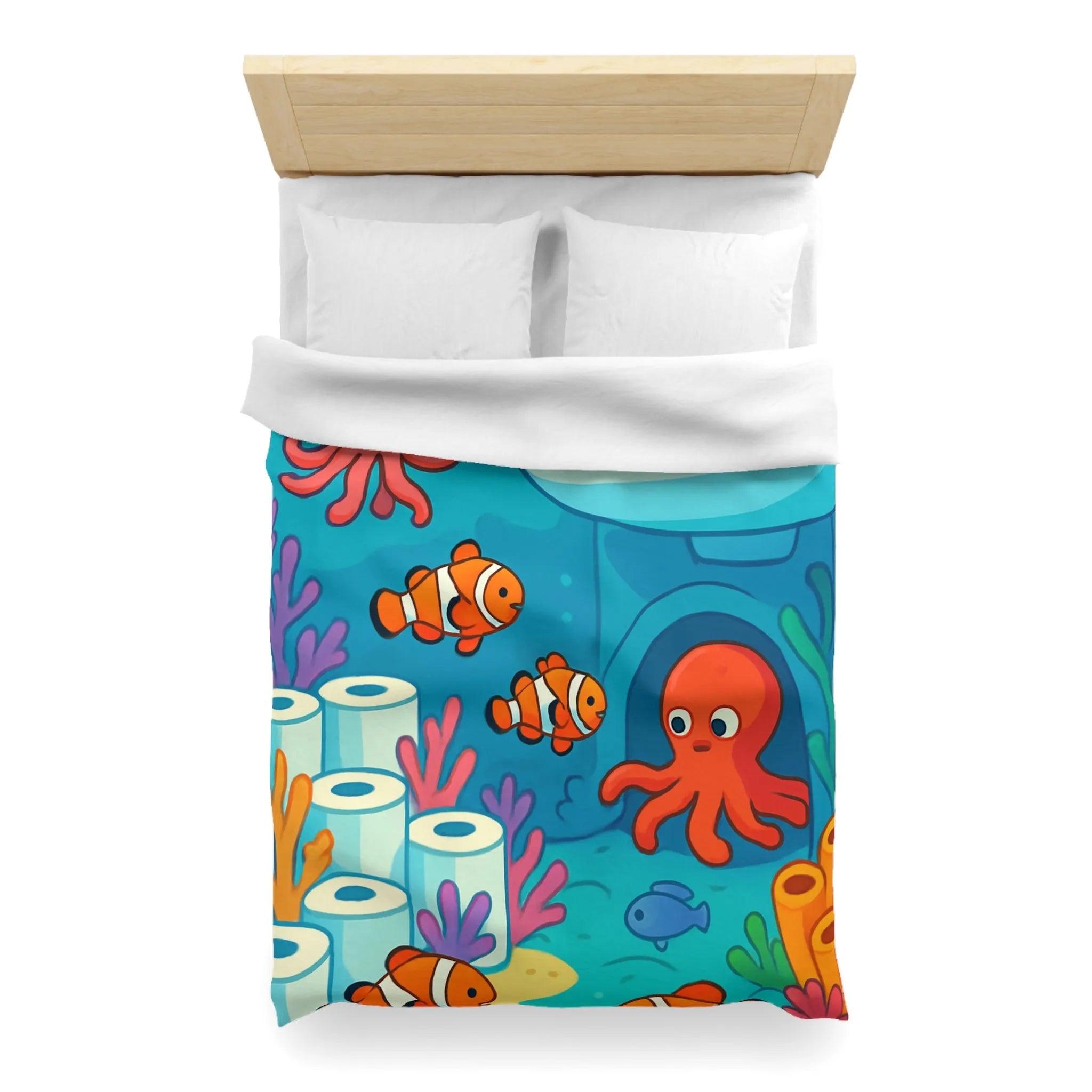 Décoration marine ludique pour votre chambre, housse de couette en océan coloré