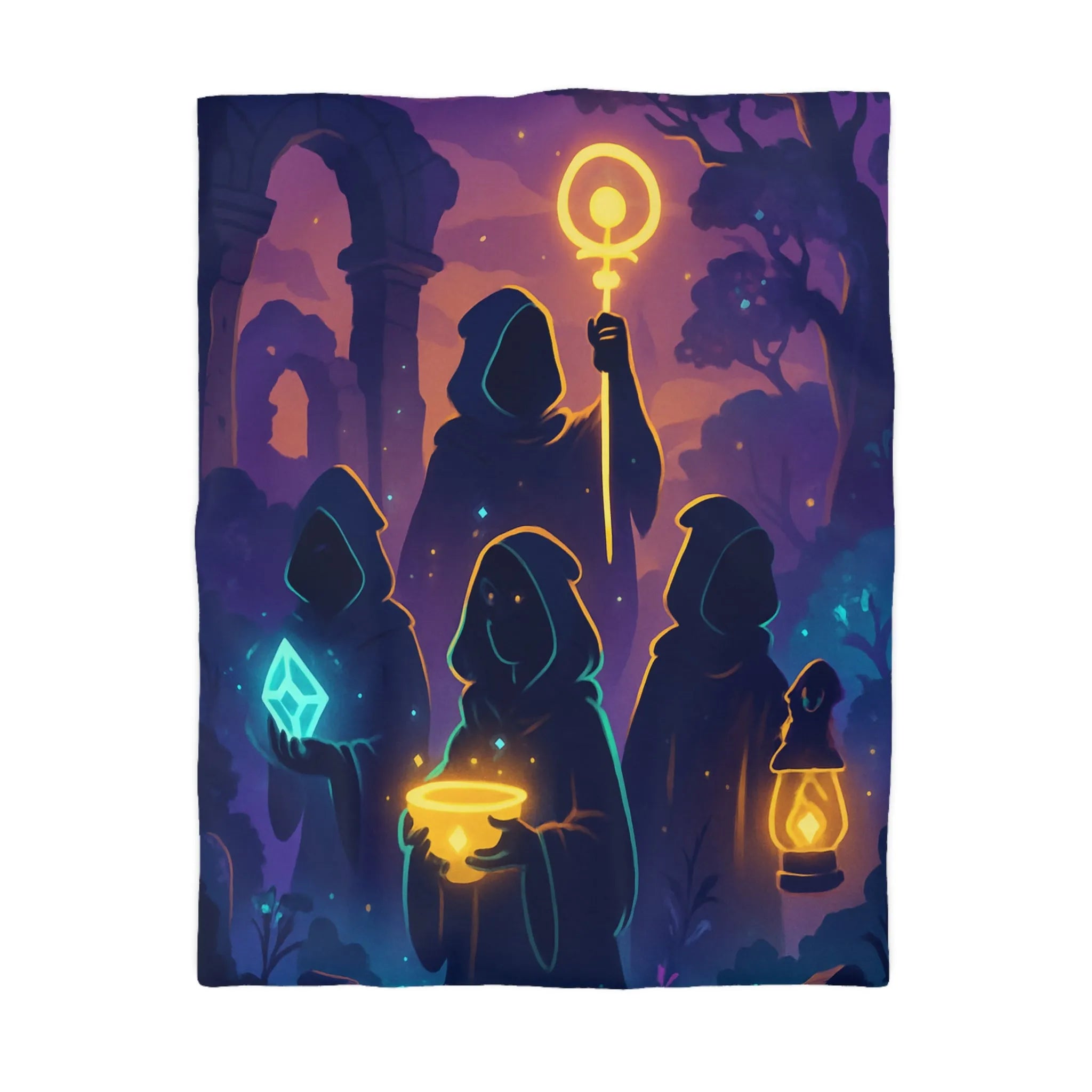 Envoûtante Housse de Couette Mystique avec Teintes Magiques et Figures Ensorcelantes