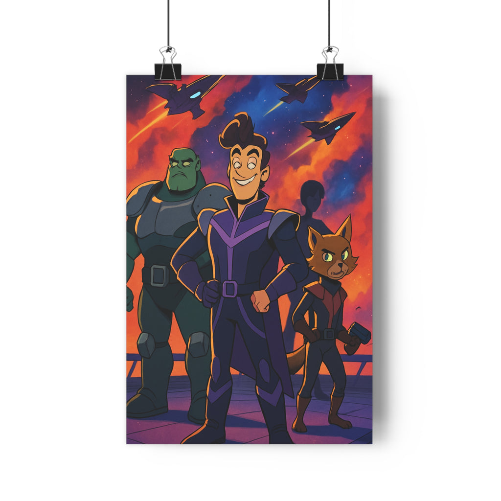 Poster décoratif cartoon futuriste aventure coloré joyeux salon chambre bureau enfant galaxie dynamique spaciale