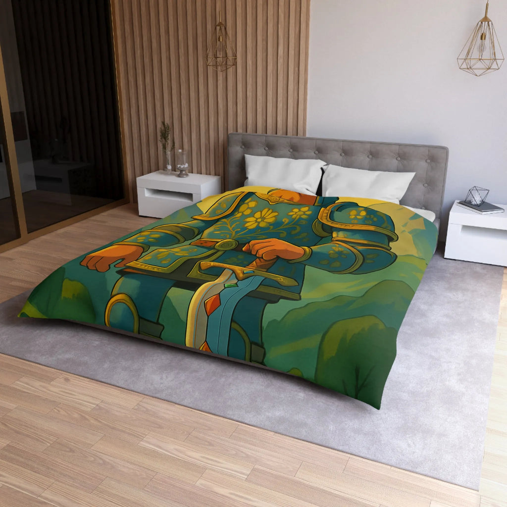 Housse de Couette avec Chevalier Illustré dans Paysage Montagneux Écossais pour Chambre Enfant