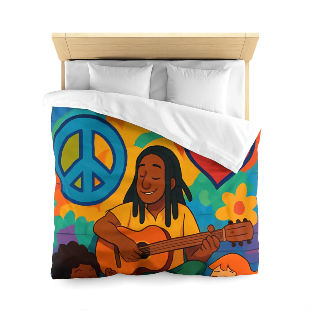 Housse de Couette Colorée avec Musicien Jouant de la Guitare pour Enfants Heureux