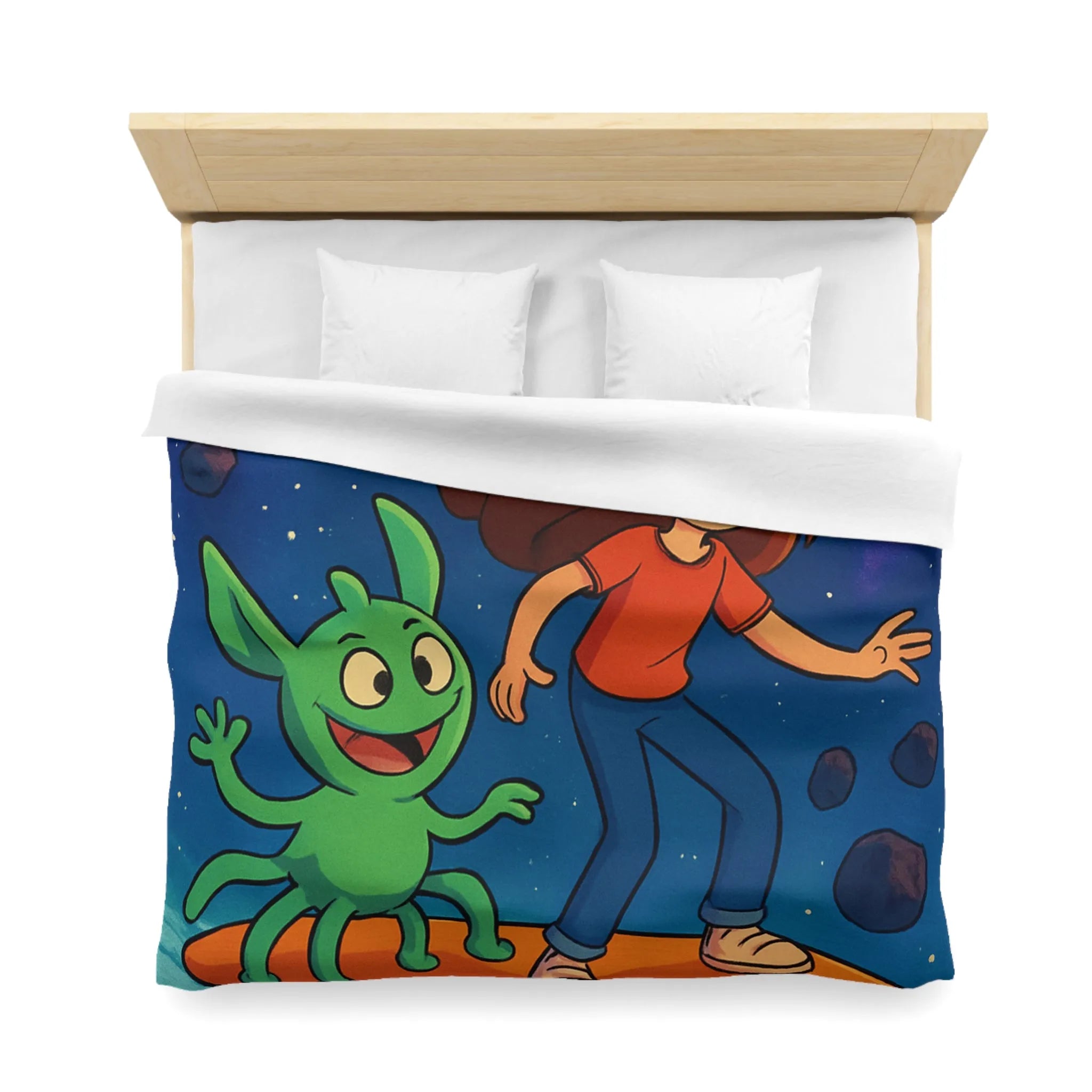 Explorez l’univers avec cette housse de couette lumineuse pour enfants, style aventure cosmique