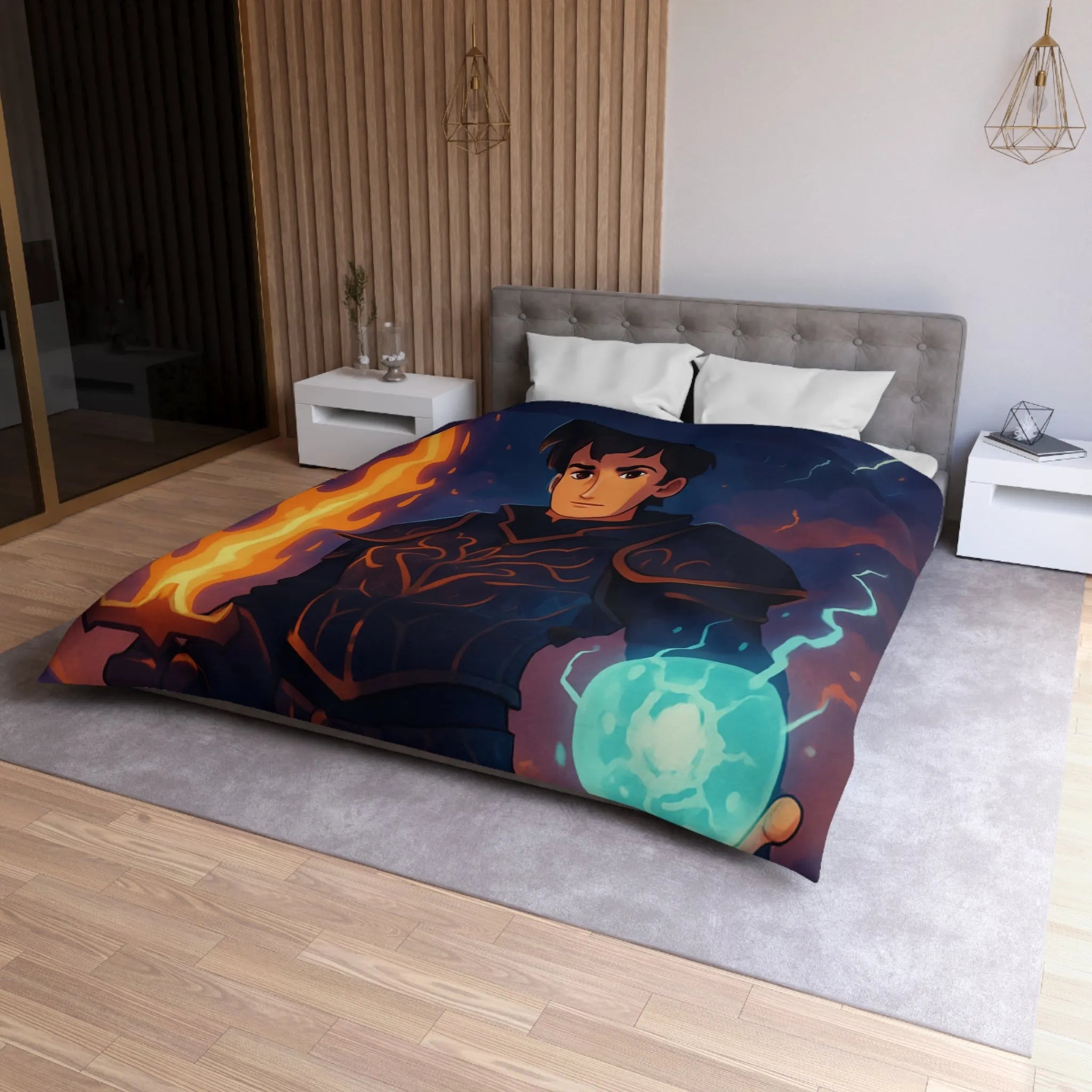 Housse de Couette Microfibre Art Graphique Contemporain Style Décoratif Chambre Tendance