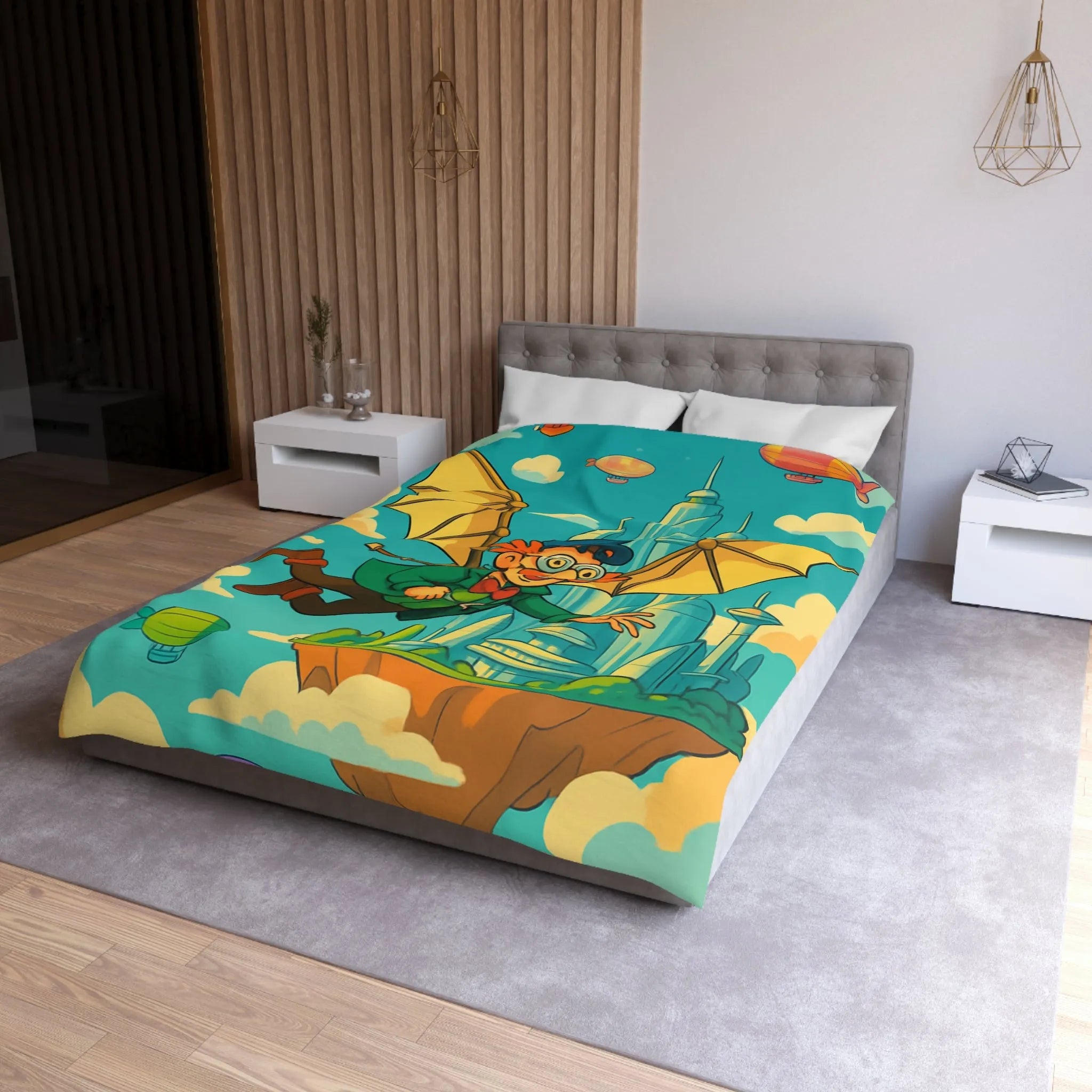 Housse de Couette Microfibre Art Graphique Contemporain Style Décoratif Chambre Tendance