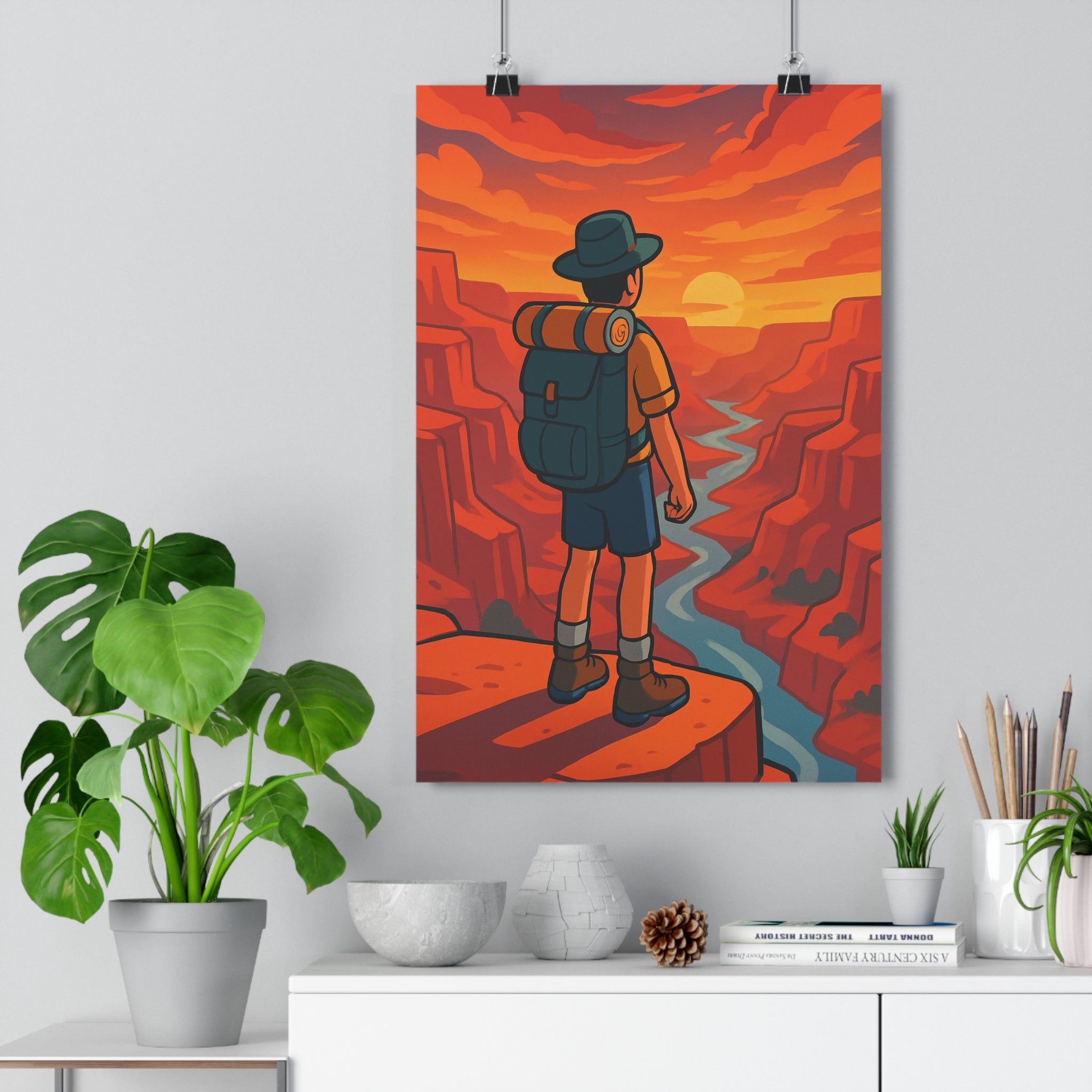 Poster décoratif animation aventure paysage canyon coucher soleil rouge orange salon bureau évasion qualité