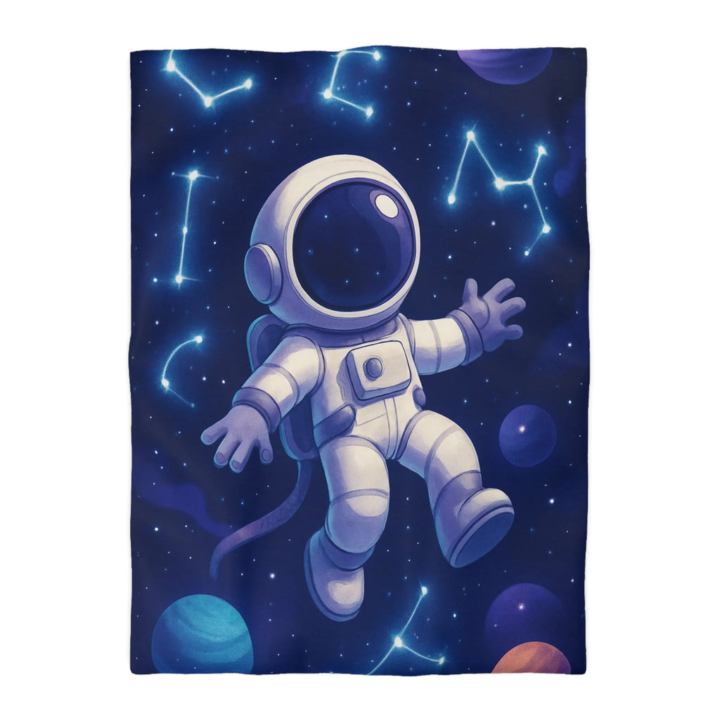 Housse de Couette Astronaute en Espace Étoilé avec Constellations et Planètes Colorées