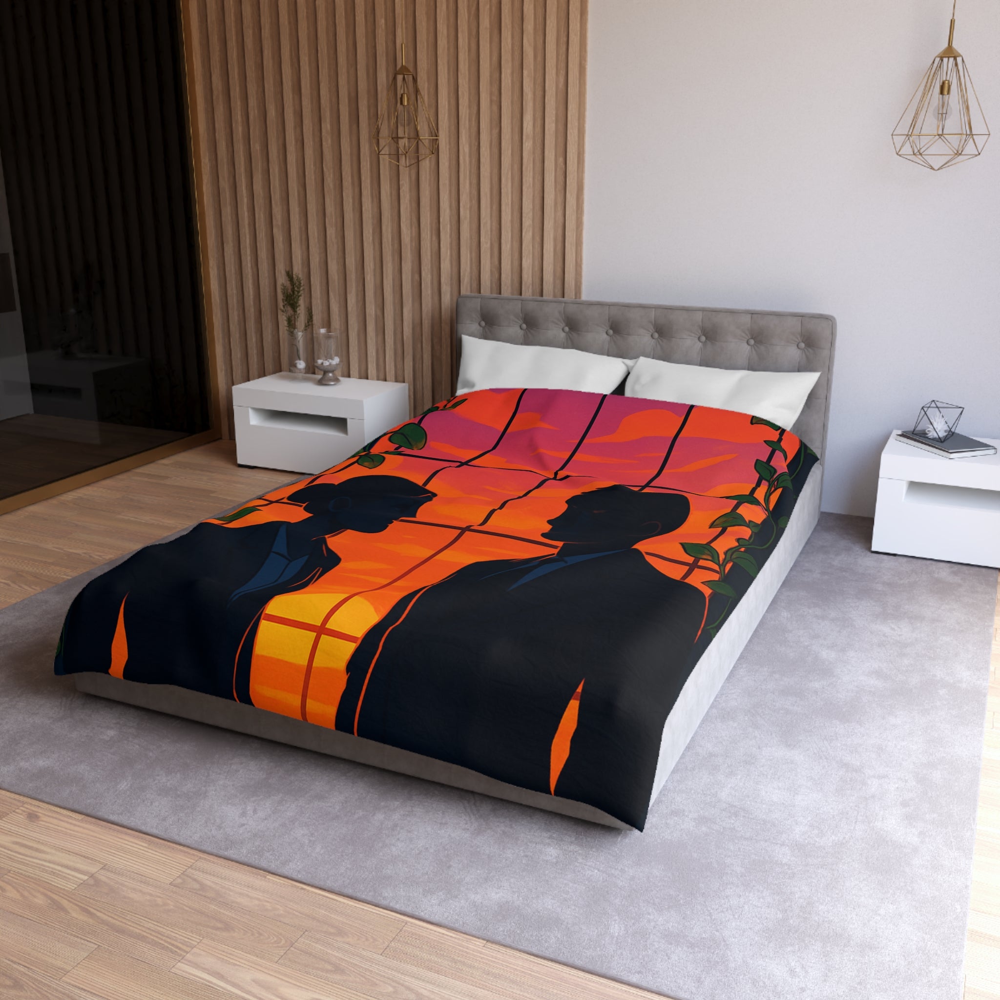 Housse de Couette Microfibre Design Artistique Moderne Décoration Chambre Confort Premium