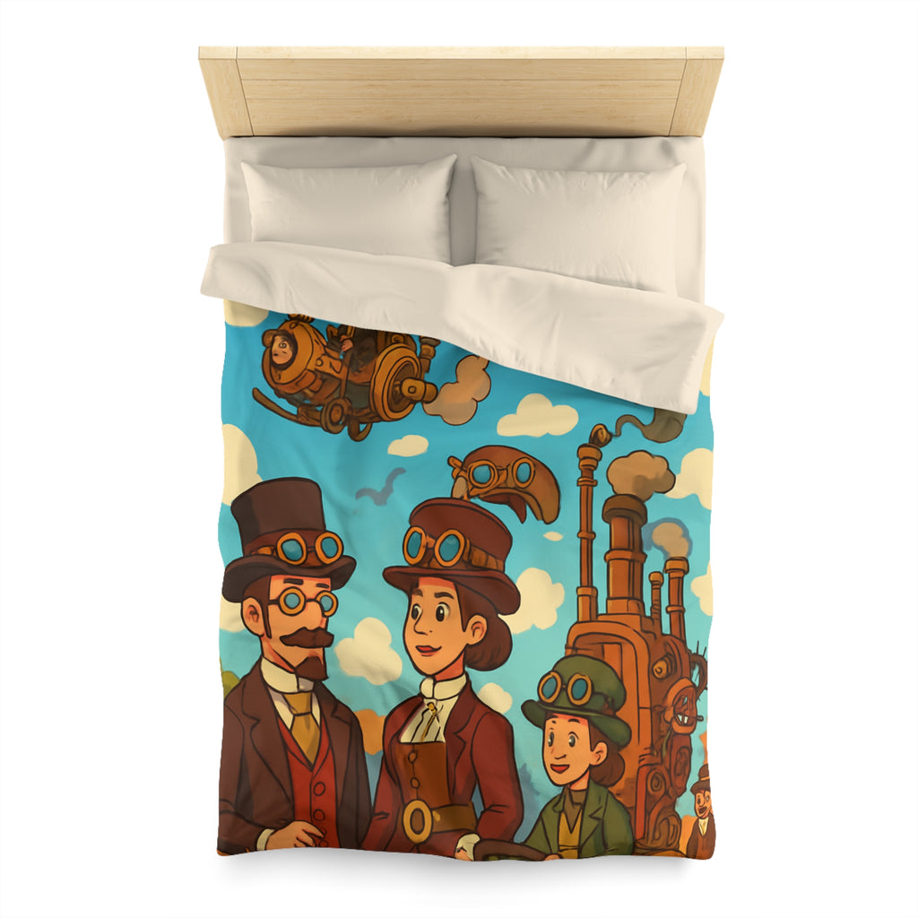 Housse de couette style rétro avec motifs steampunk et engins volants artistiques