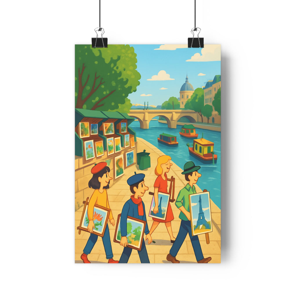 Poster décoratif cartoon impressionniste paris couleurs vives joyeuses salon chambre bureau vibrant artistique élégant