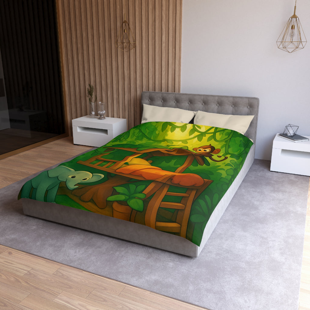 Jolie housse de couette avec animaux de la jungle pour chambre d'enfant colorée