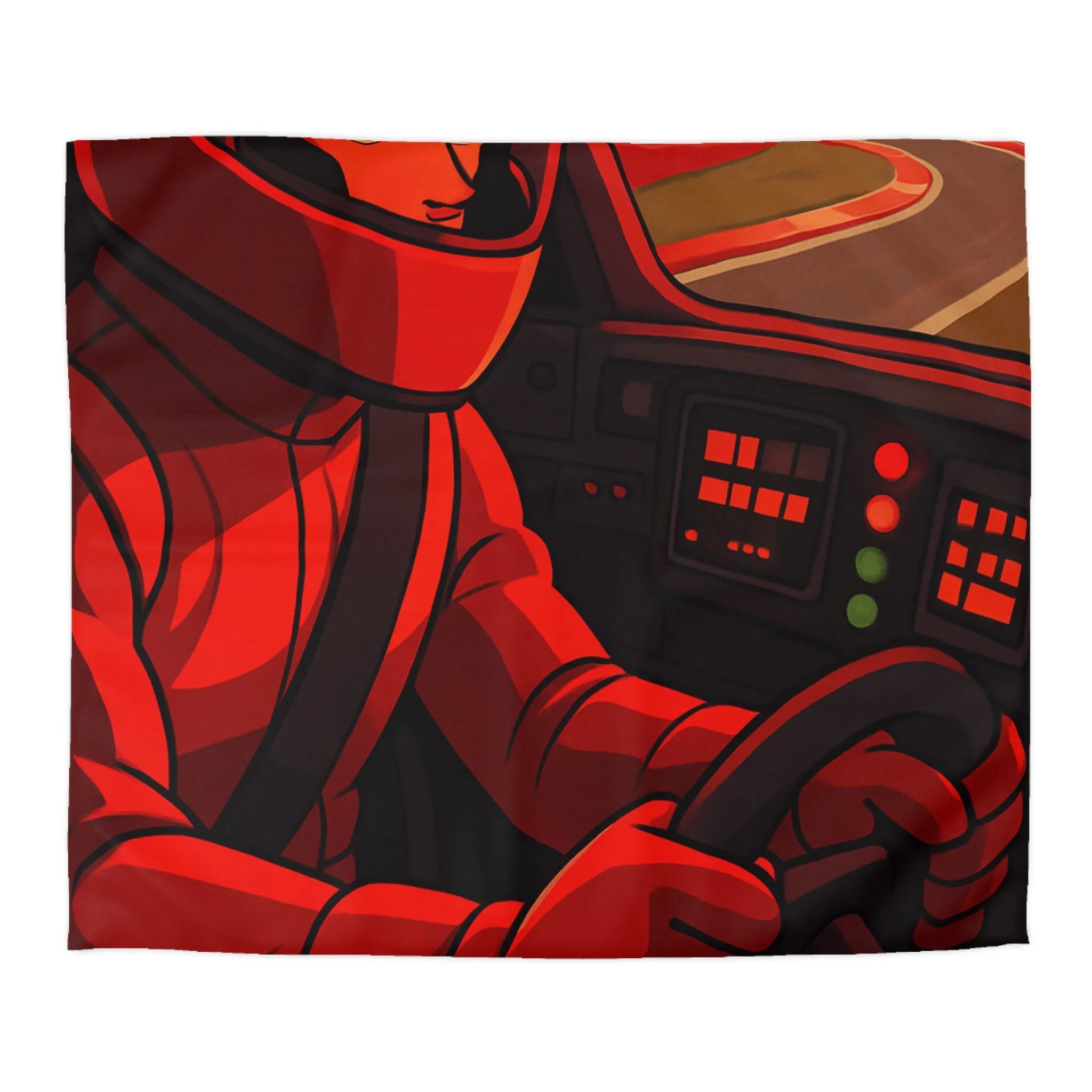 Housse de couette dynamique motif pilote de course rouge en automobile sportive