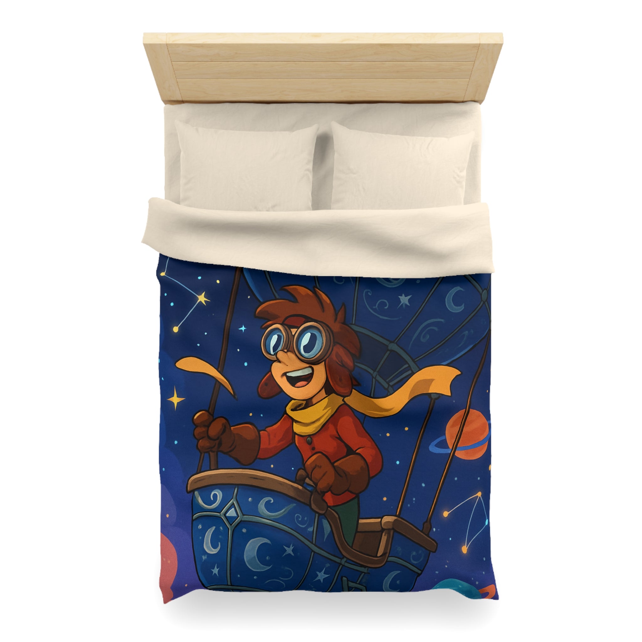 Housse de couette rêve étoilé avec montgolfière magique pour chambre d'enfant