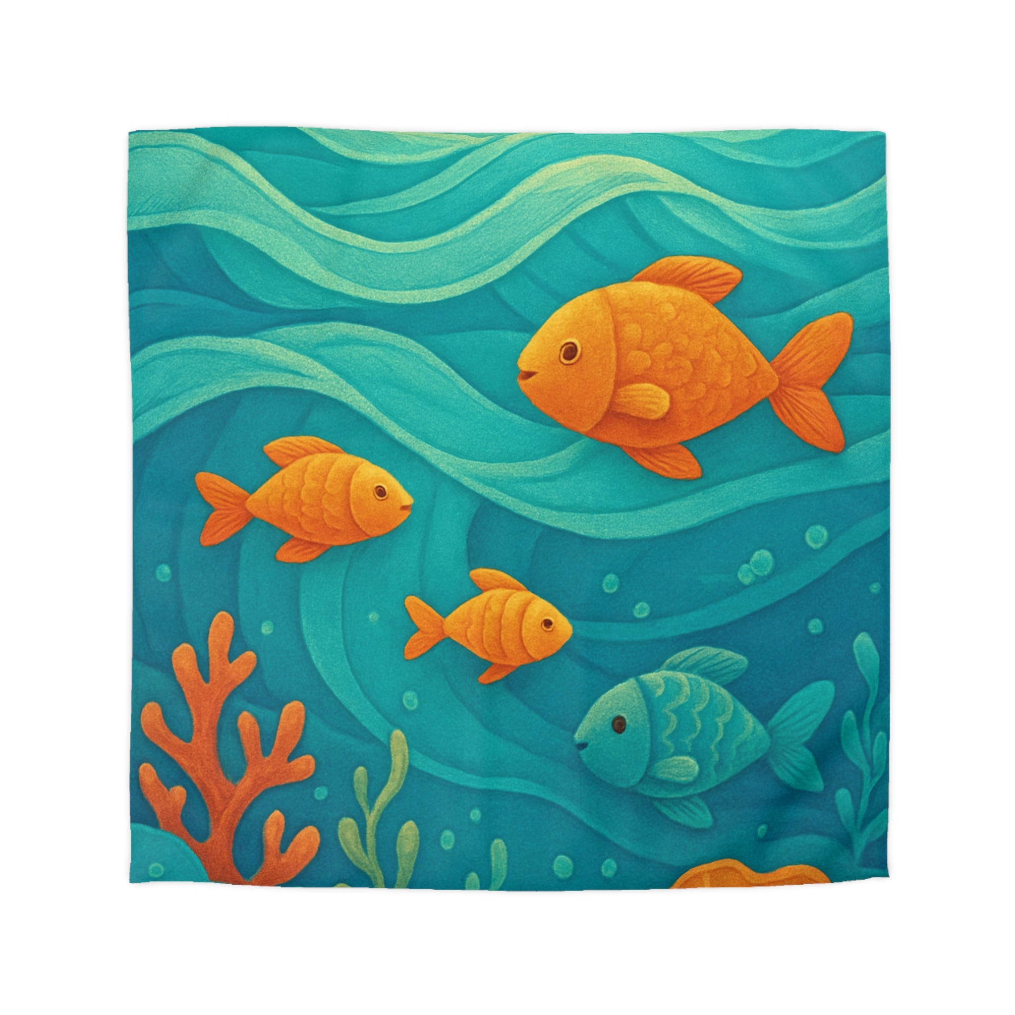 Housse de couette océan avec poissons colorés et coraux, ambiance marine apaisante
