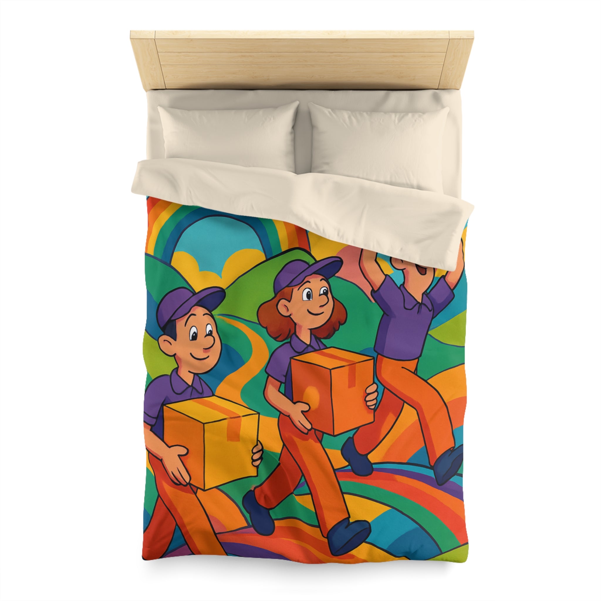 Housse de Couette Microfibre Design Artistique Moderne Décoration Chambre Confort Premium