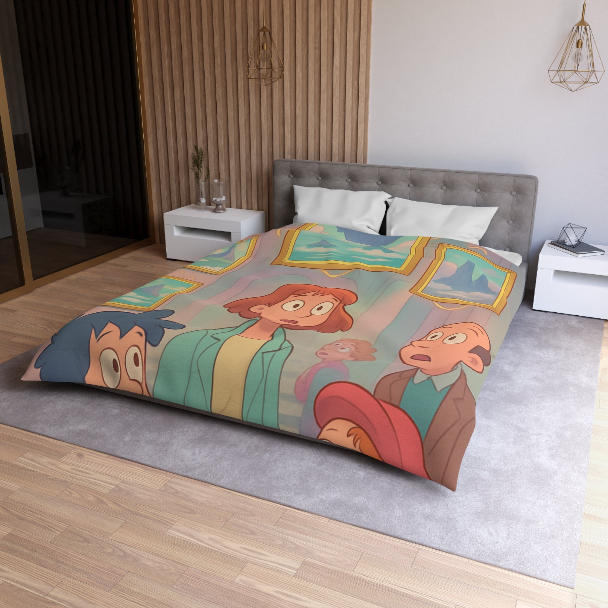 Housse de Couette Microfibre Design Artistique Moderne Décoration Chambre Confort Premium