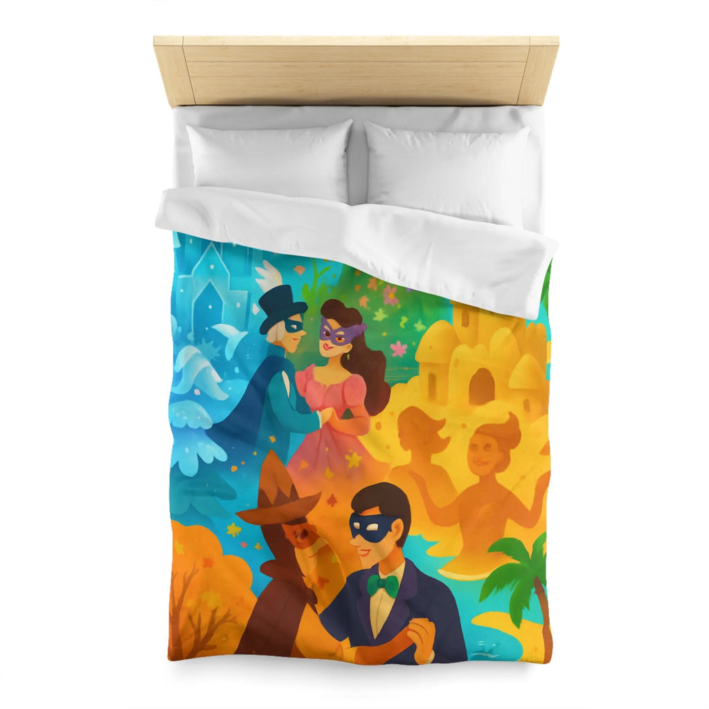 Housse de couette féerique avec papillons, fleurs et châteaux pour chambre colorée