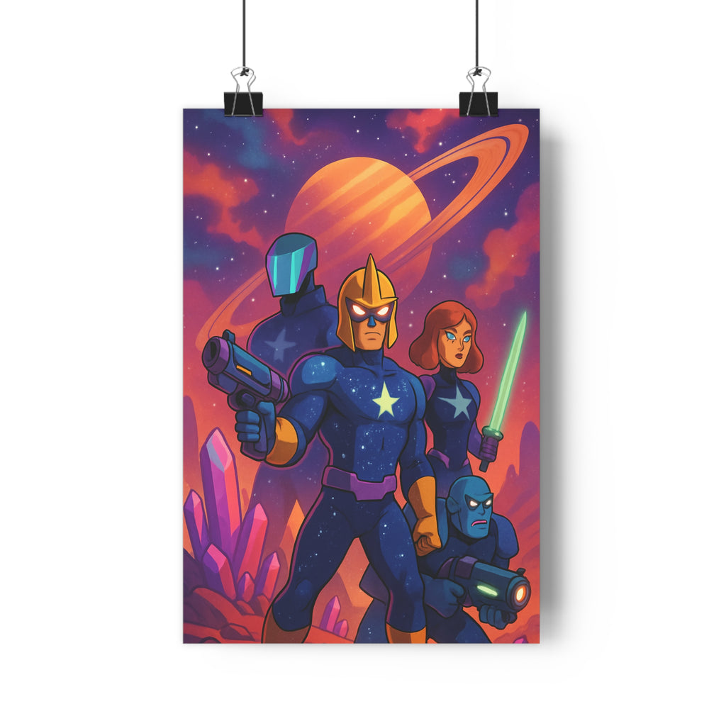 Poster décoratif dessin animé bleu violet sciencefiction héros espace aventure chambre bureau dynamique qualité