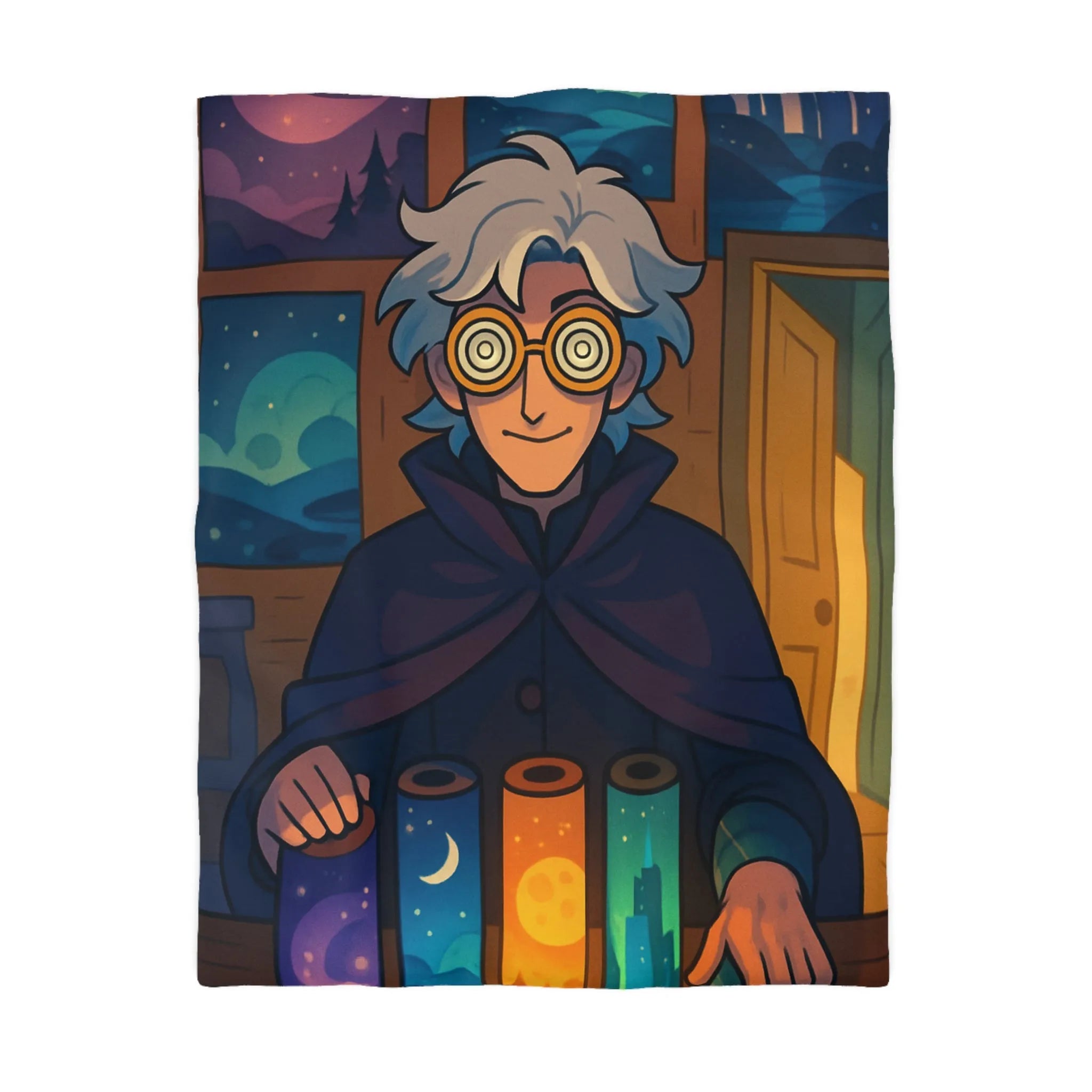 Housse de couette magique avec design nocturne sur fond de lune et étoiles